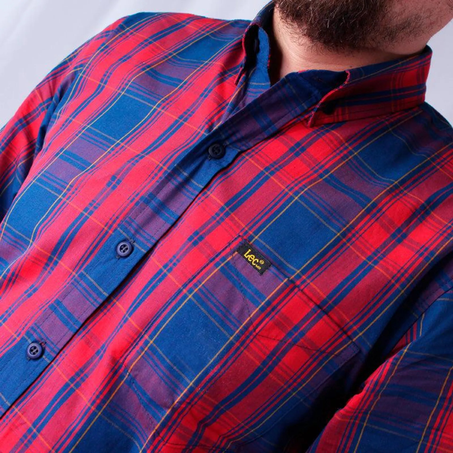 Camisa Hombre Cuadros Lec Lee Roja