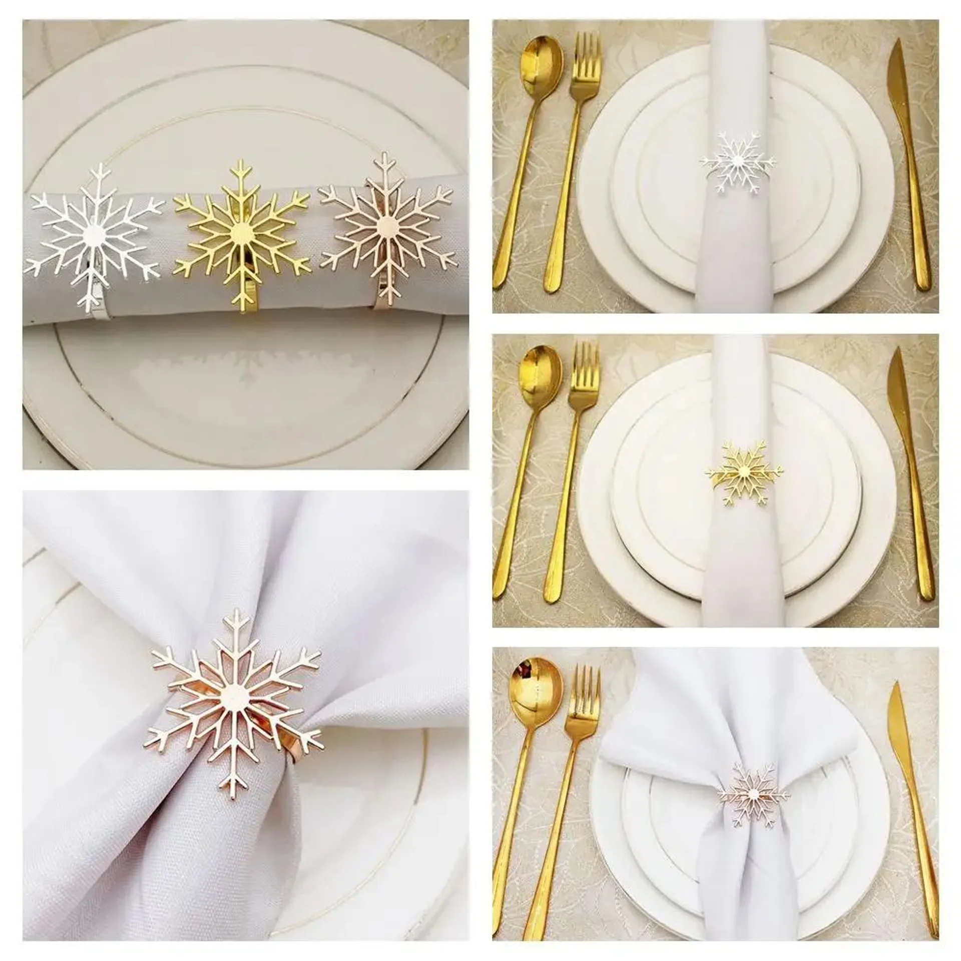 Christmas Snowflake Shaped Napkin Rings Wedding Banquet Hotel Table Supplies Dinning Table Setting Table Decoration Accessories