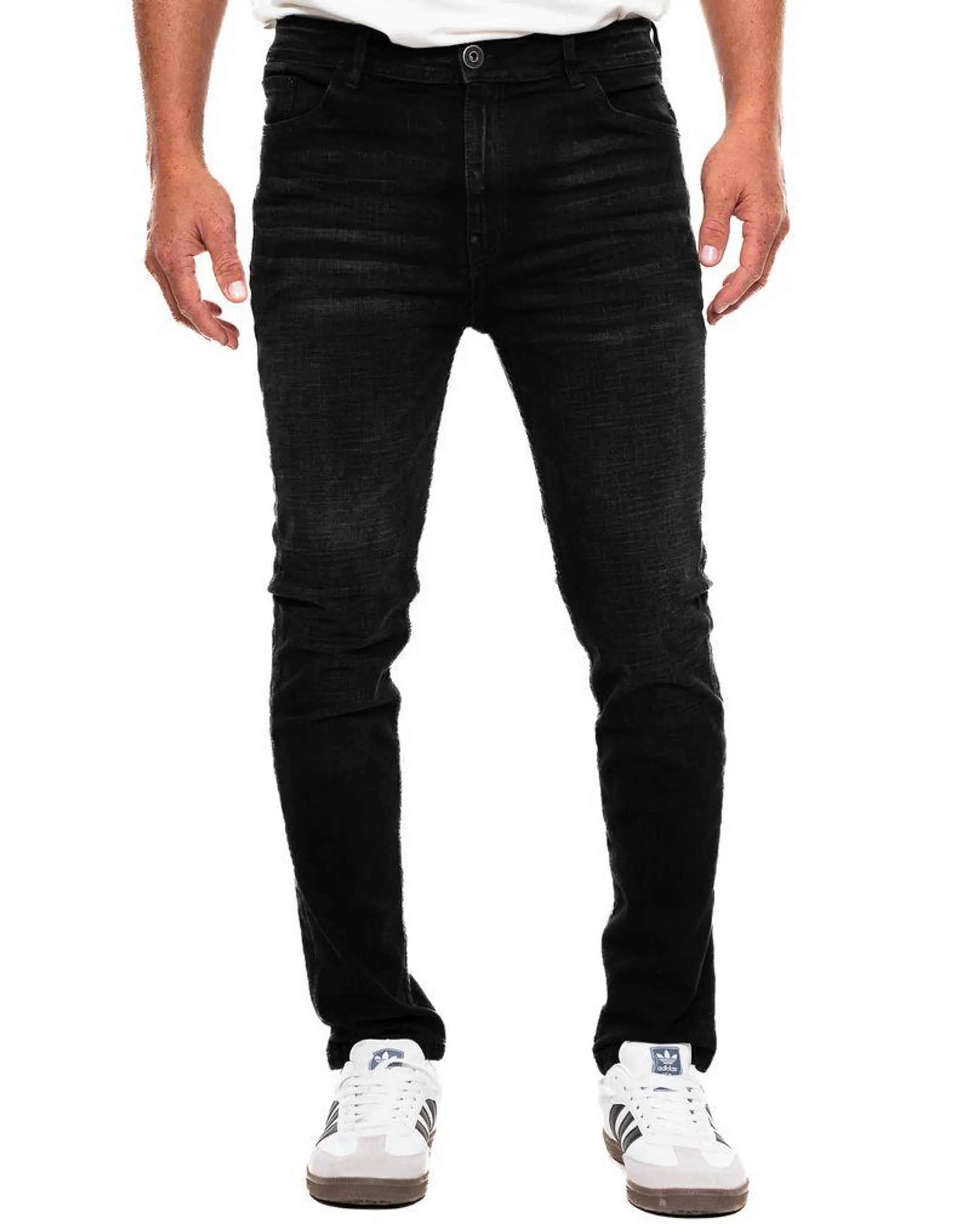 Black Slim Fit Jeans Con Reservas De Costuras