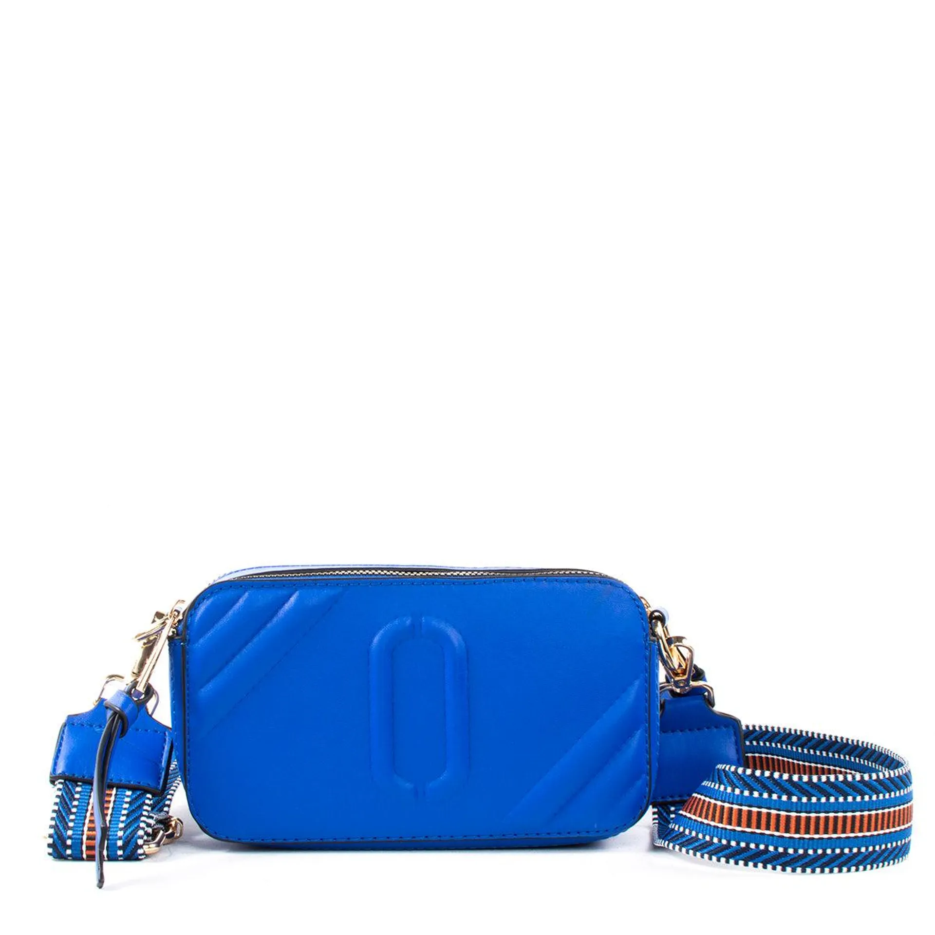 Bolso tipo bandolera color azul texturizada, para dama