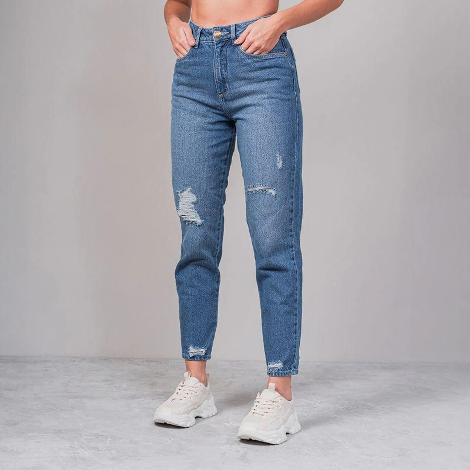 Jean Momfit Talle Alto Cintra