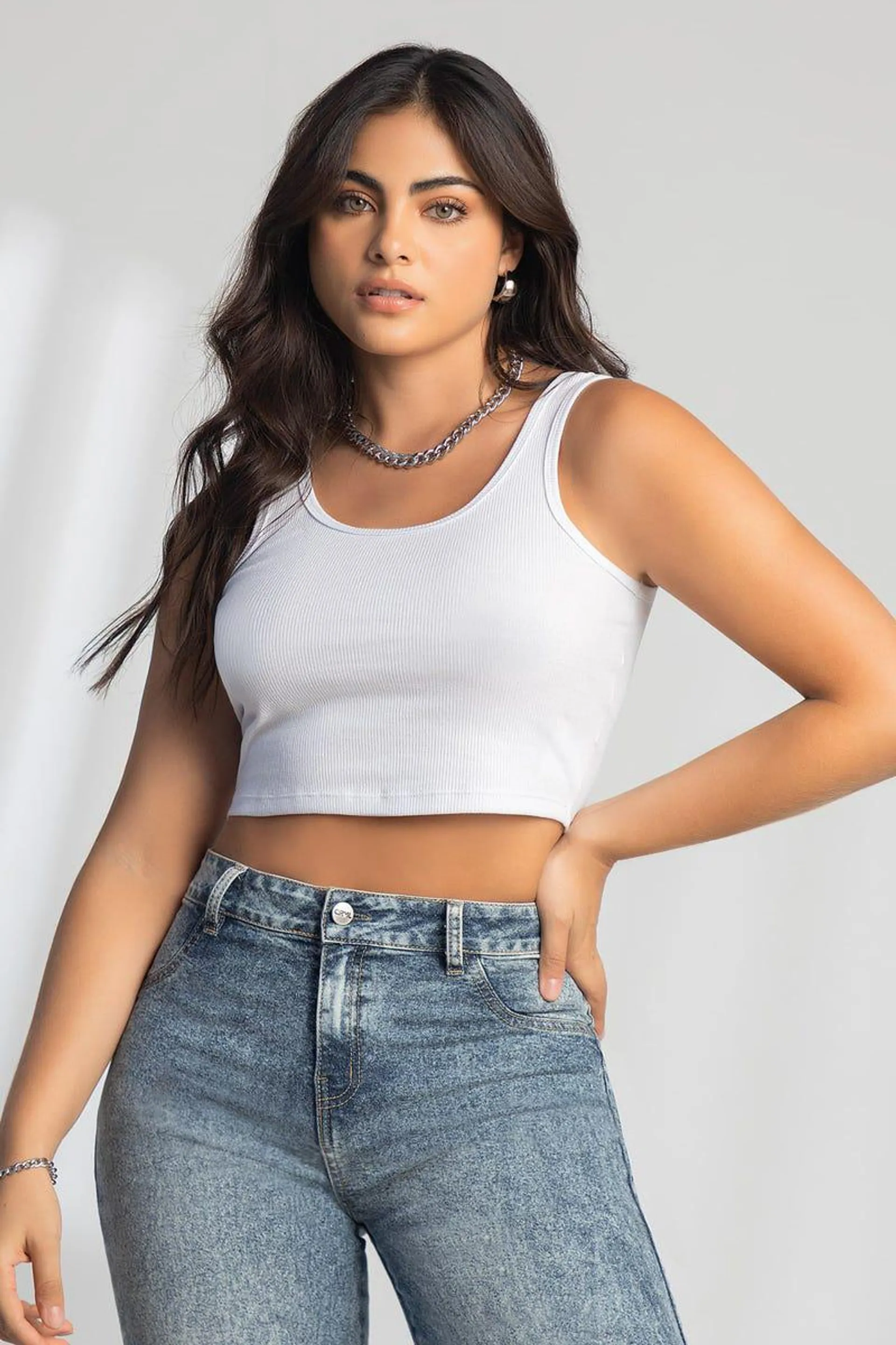 CROP TOP MANGA SISA Blanco