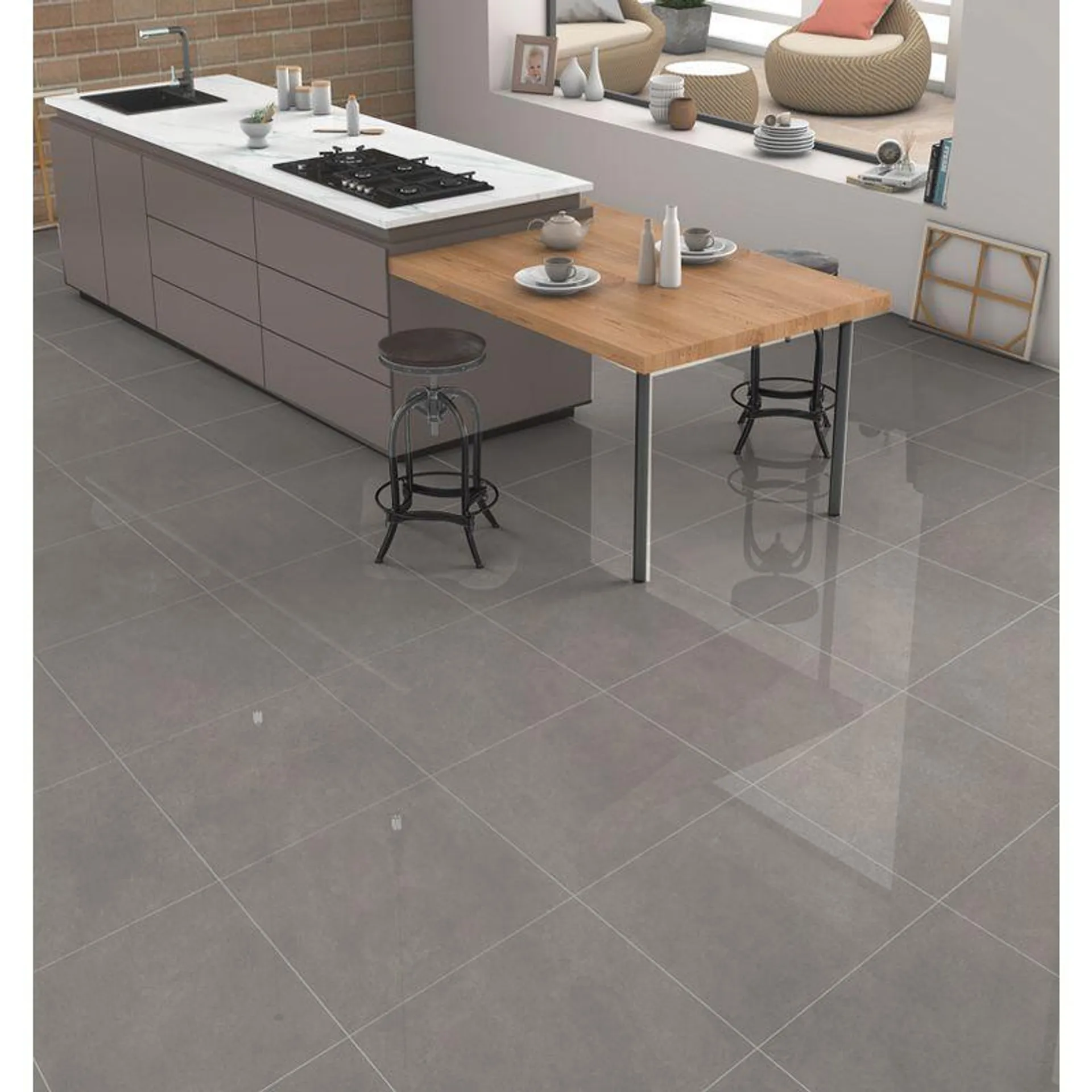 Porcelanato Para Piso Y Pared Estilo Neutro Novu-B 60x60 Perla