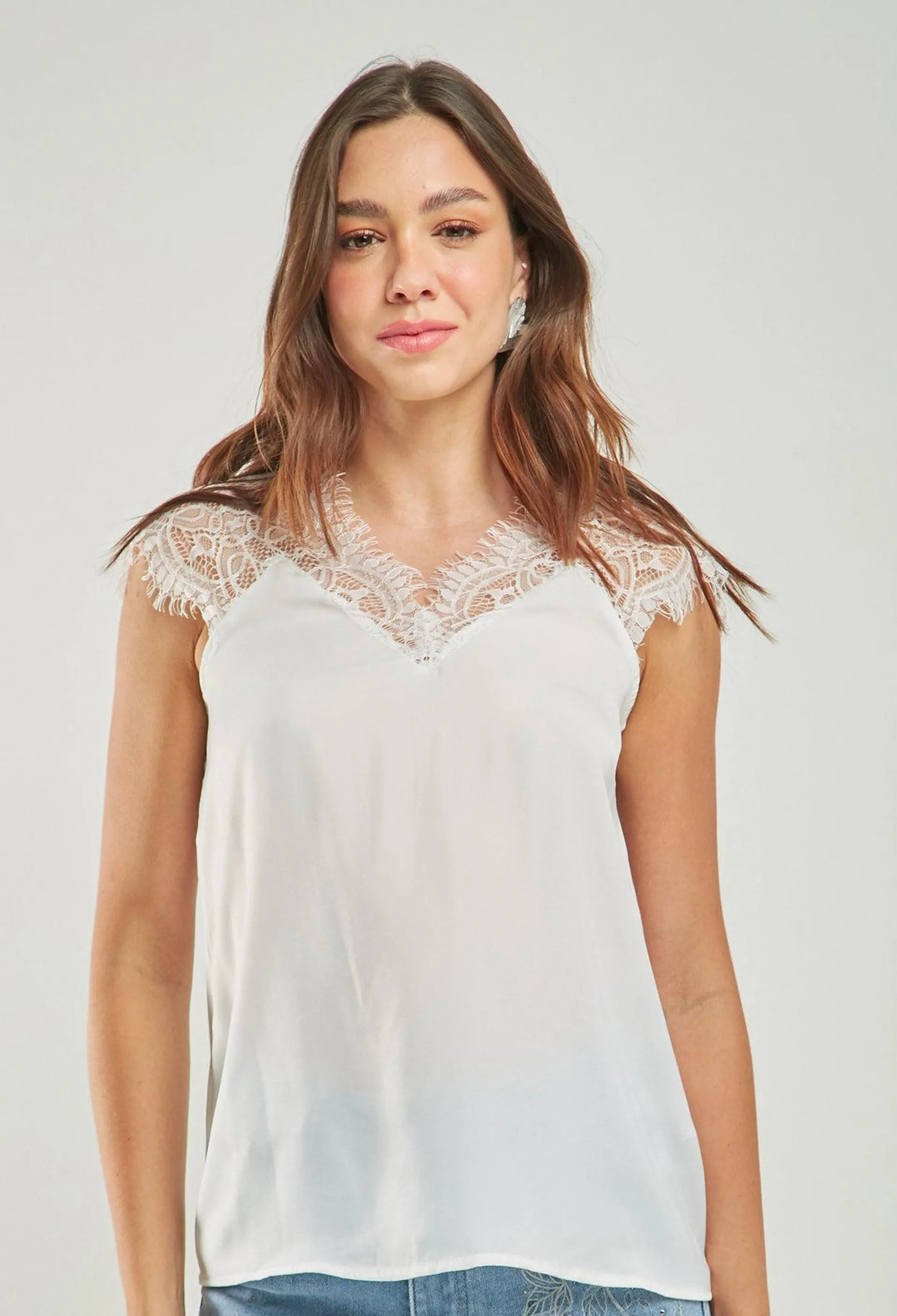 Blusa Detalle Encaje Mujer - SALE