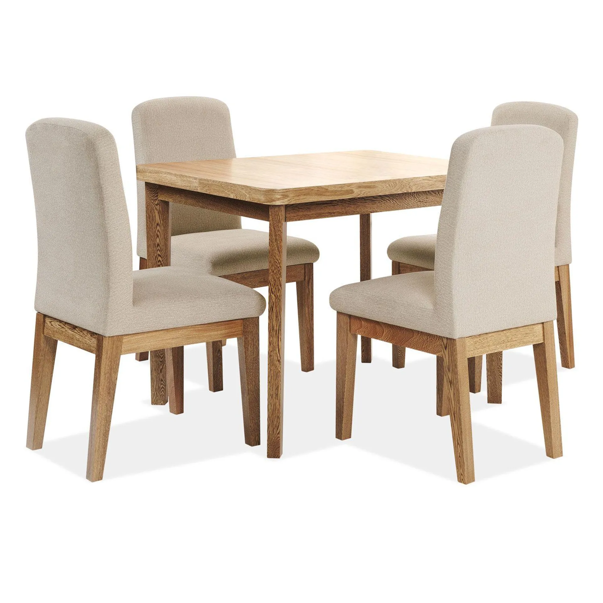 Comedor 4 Puestos Milu Microfibra Beige, Natural