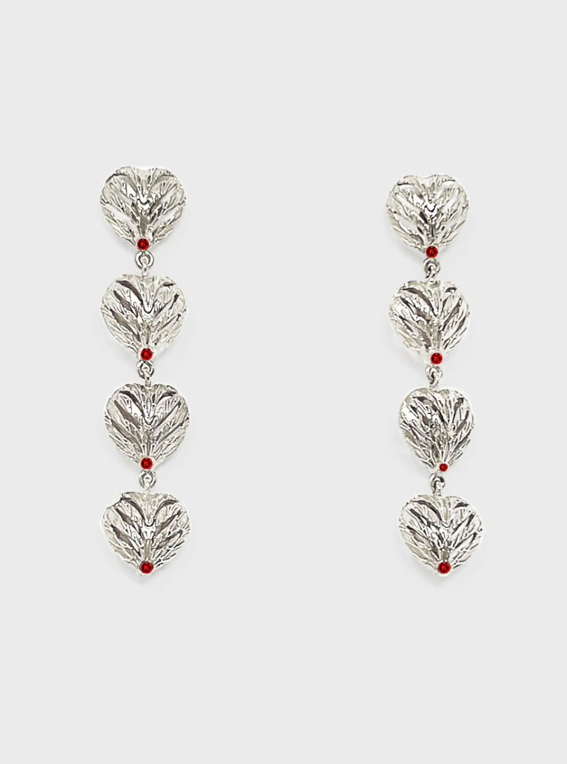 Aretes long corazon plata