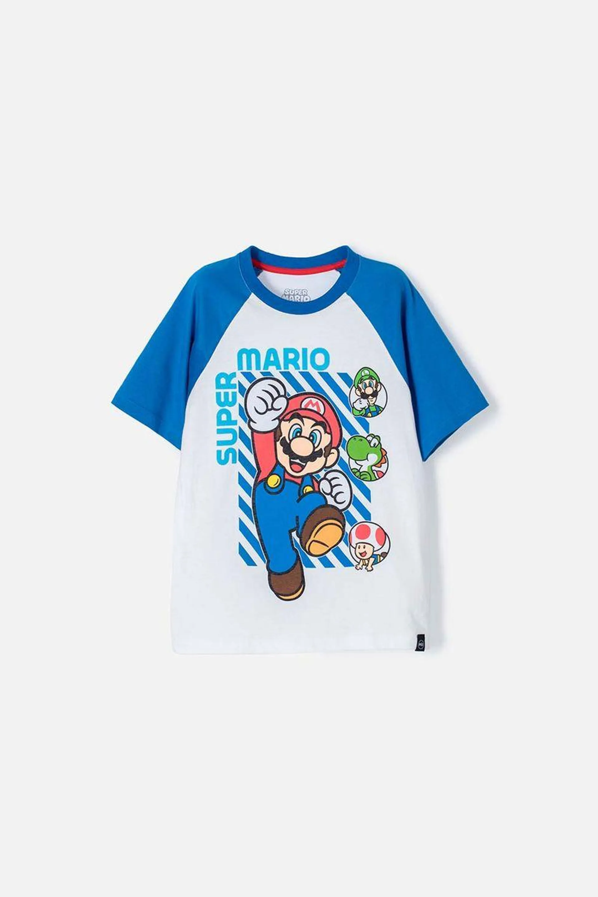 Camiseta de Mario Bros manga corta blanca para niño