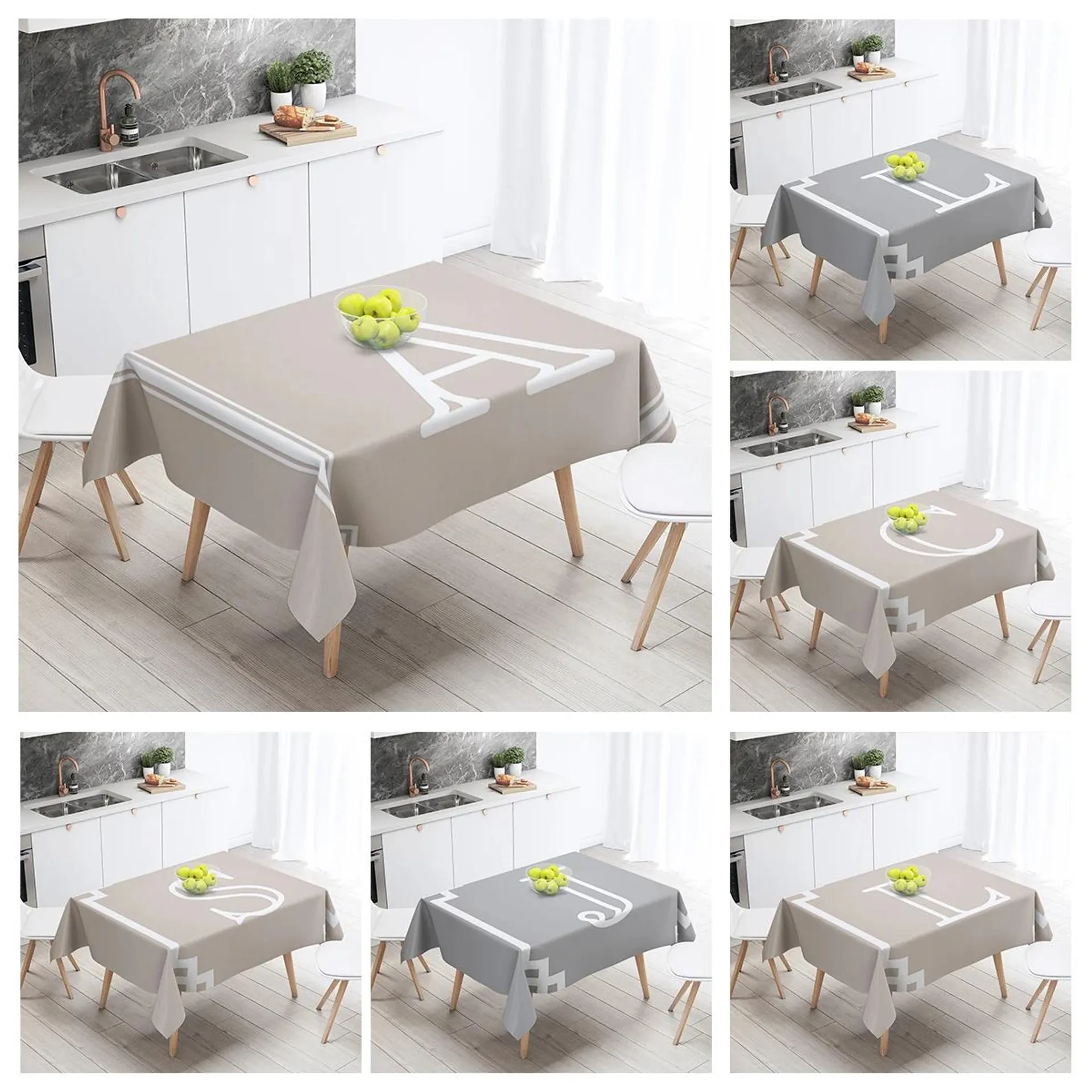 Home tablecloth for dining tables decoration and rectangular table accessories 26 letters waterproof cloth Anti-stain tablecloth