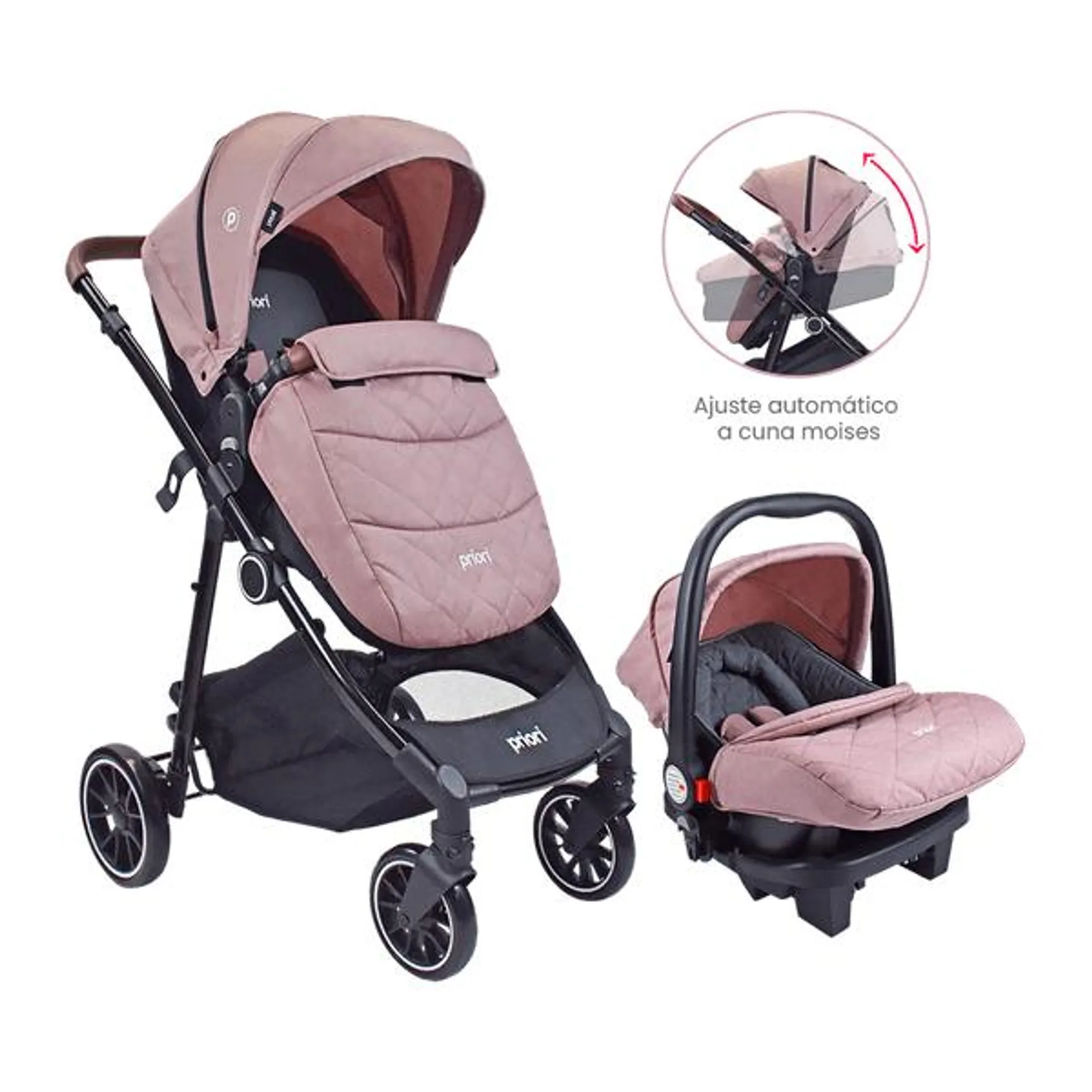 Coche para Bebé Moises Travel System Aria TS Rosa - Priori