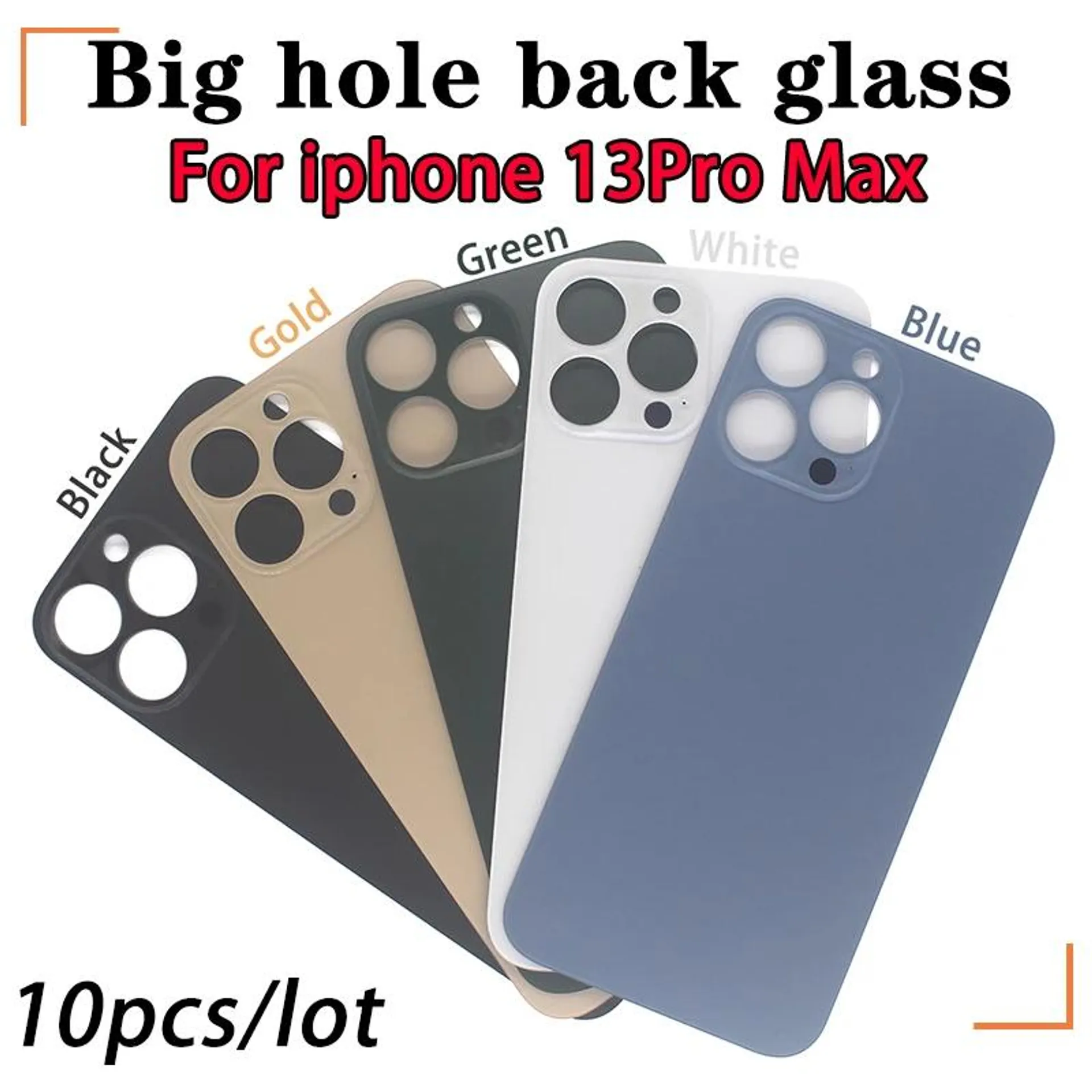 10pcs/Lot For iPhone 13 Pro Max Back Glass iphone 13 mini Battery Cover Original Colour Back shell big hole rear glass