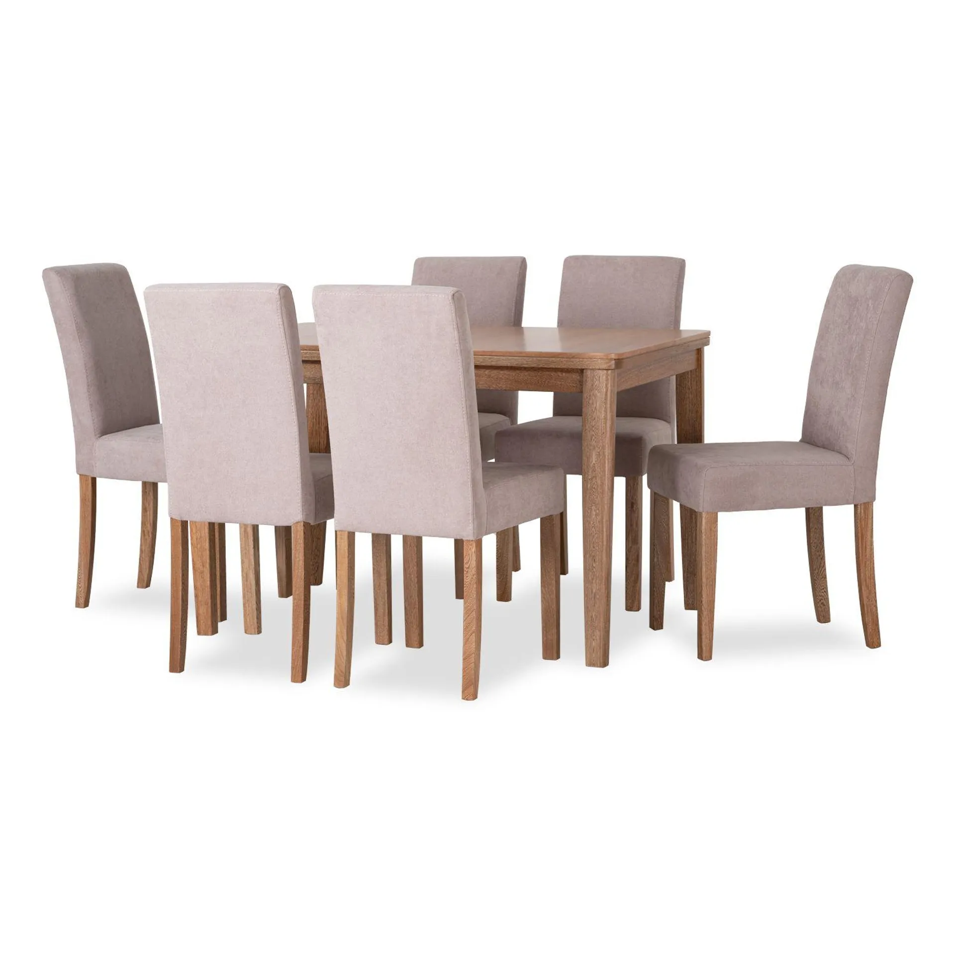 Comedor 6 Puestos Bruce Microfibra Kazan Camel, Natural 6 Sillas