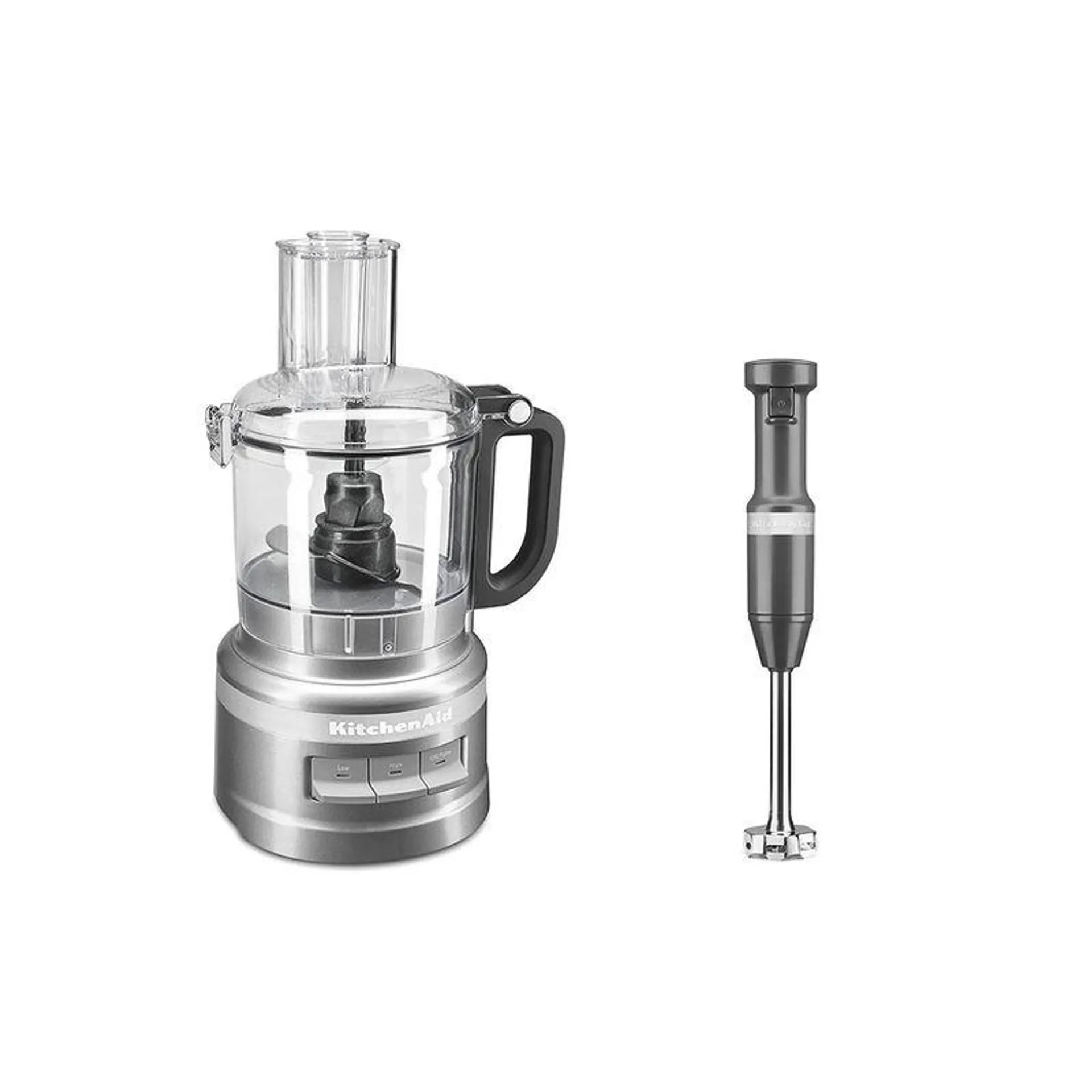 Combo Procesador de 7 tazas Contour Silver + Licuadora de inmersión Velocidad Variable Charcoal Grey KitchenAid