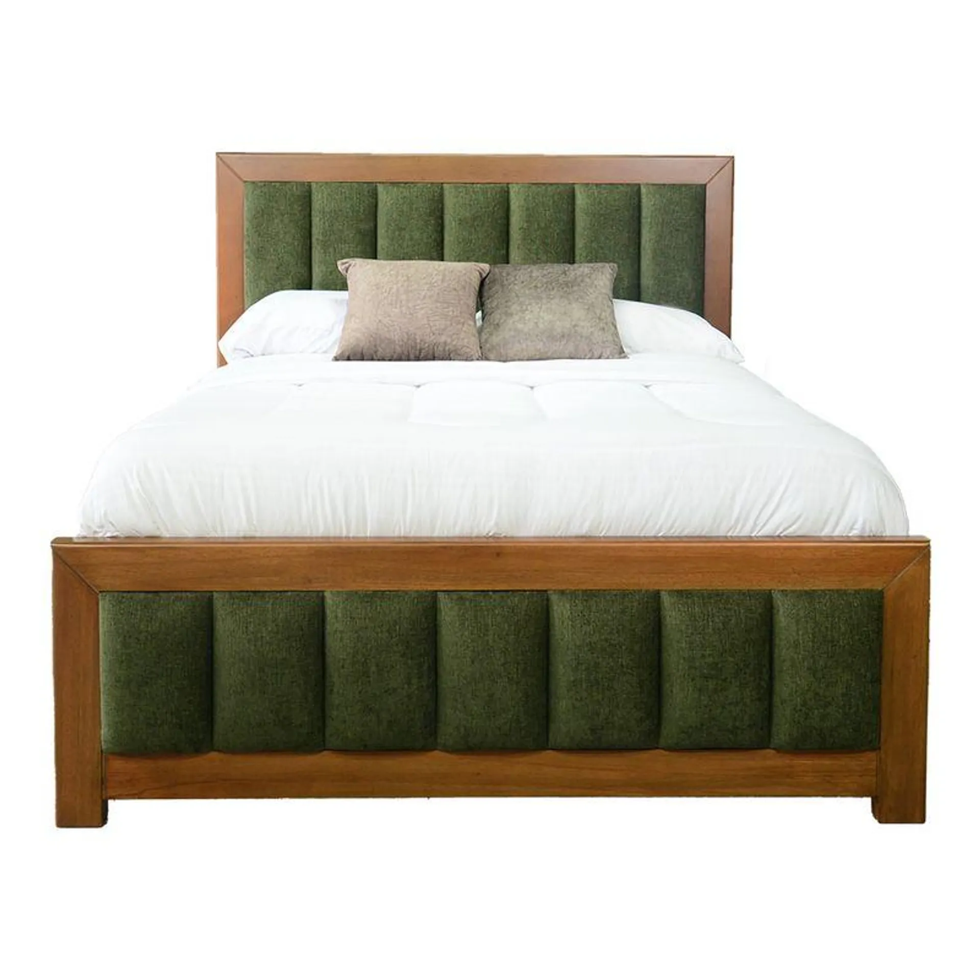 CAMA IBG SEVILLA 1.40*1.90 M NOGAL TAPIZADO VERDE OLIVA