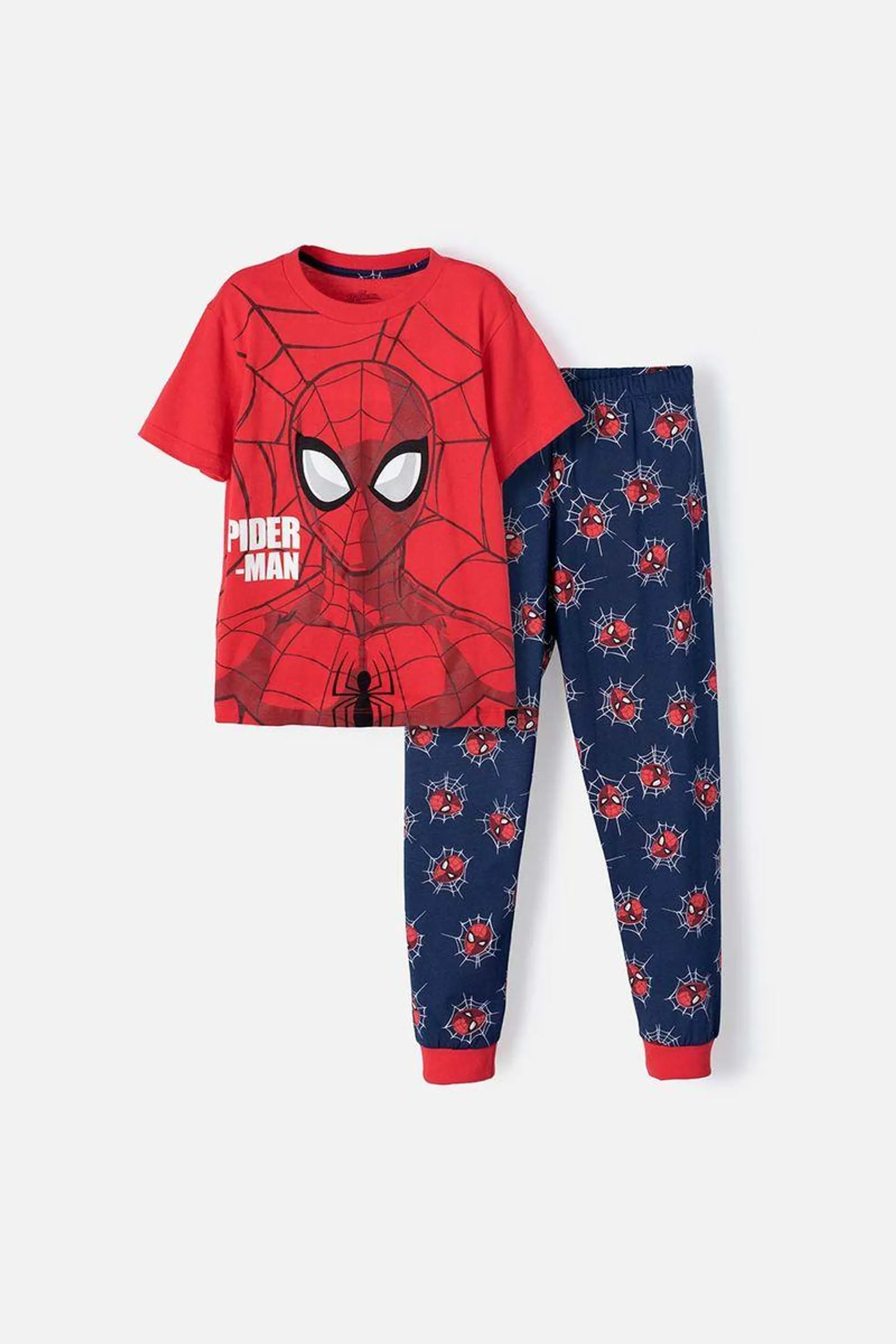 Pijama de Spider-man manga corta/pantalón largo rojo para niño