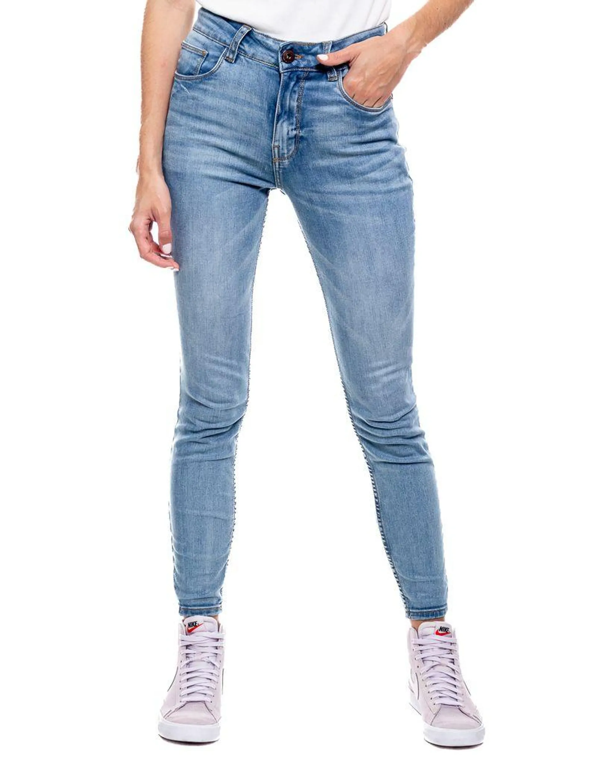 Medium Waist Skinny Jeans Tono Medio