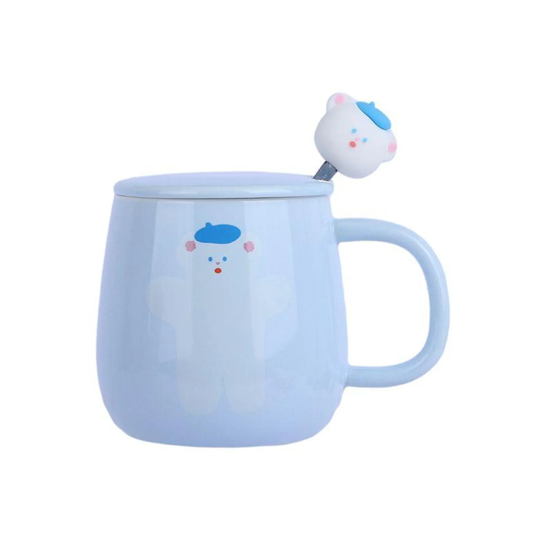 Taza de Ceramica Hoho Bear Summer Sparkling Ice Series 370 Ml Azul