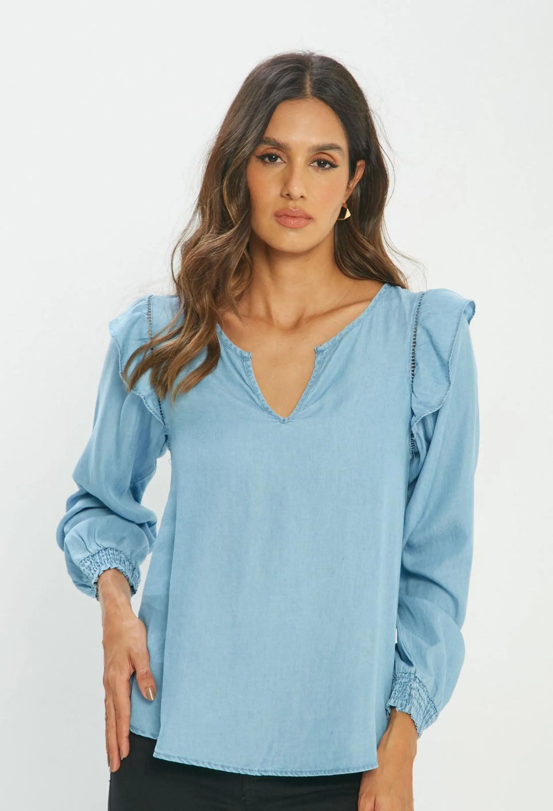 Blusa Tencel Manga Larga Mujer - SALE