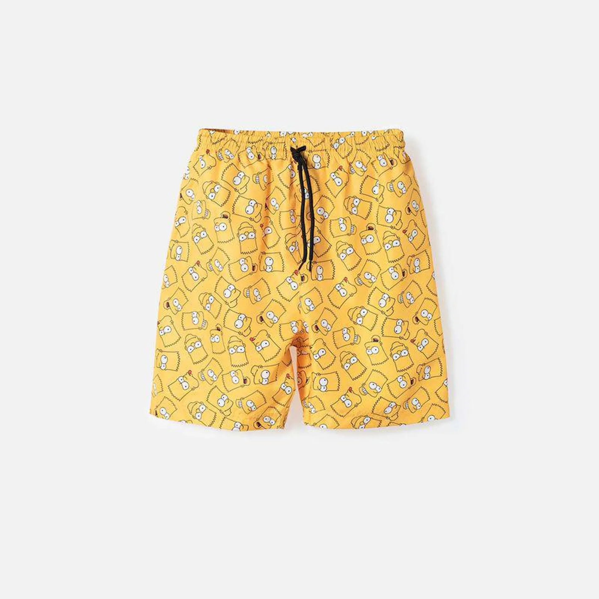 Pantaloneta de baño Bart Simpson amarilla con cintura elástica para niño