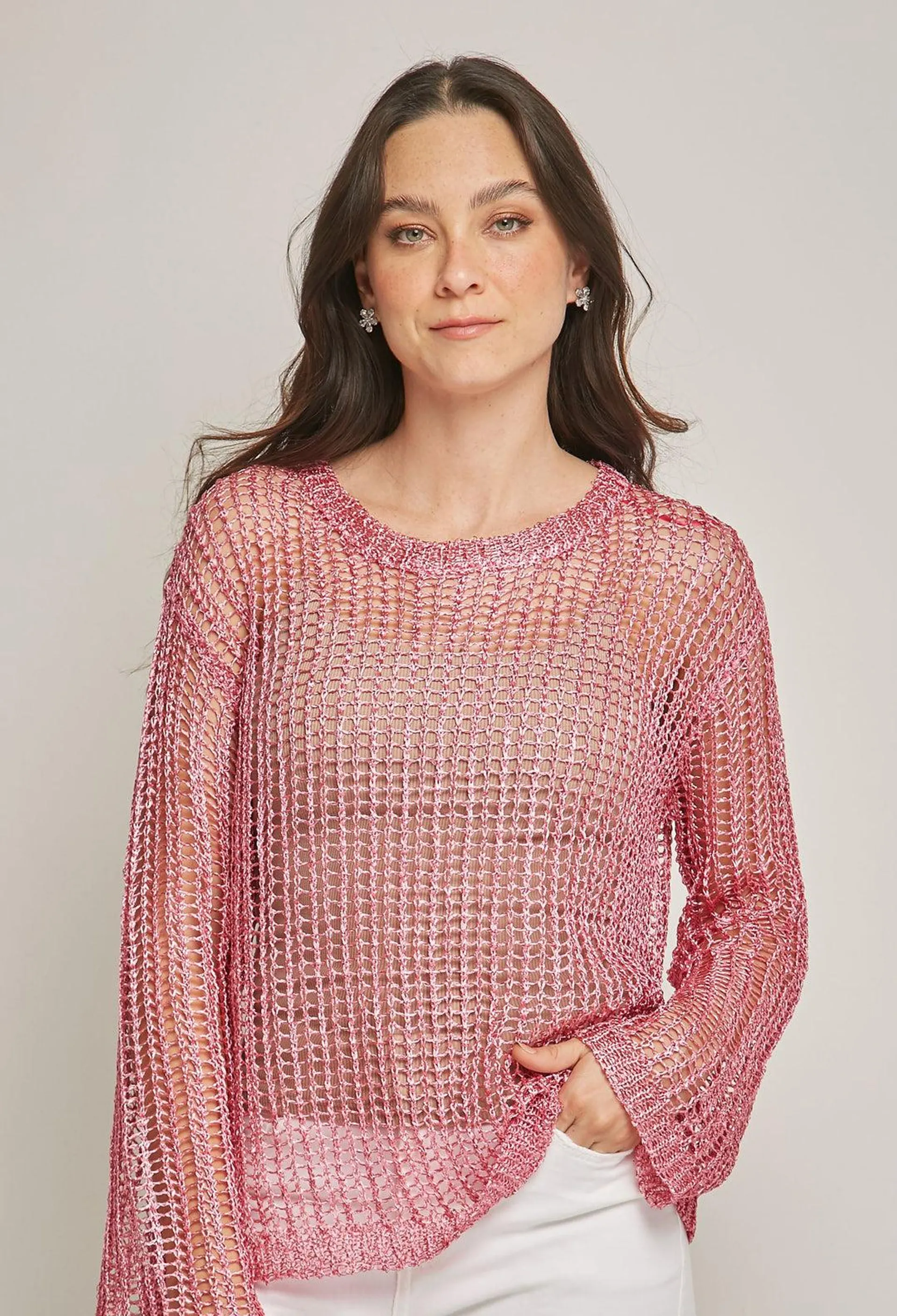 Blusa Tejido Mesh Brillante Mujer - SALE