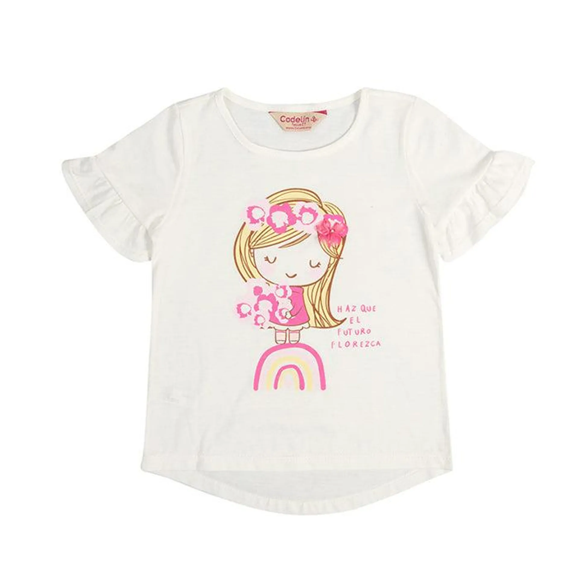 Camiseta Dalia marfil manga corta para bebé niña