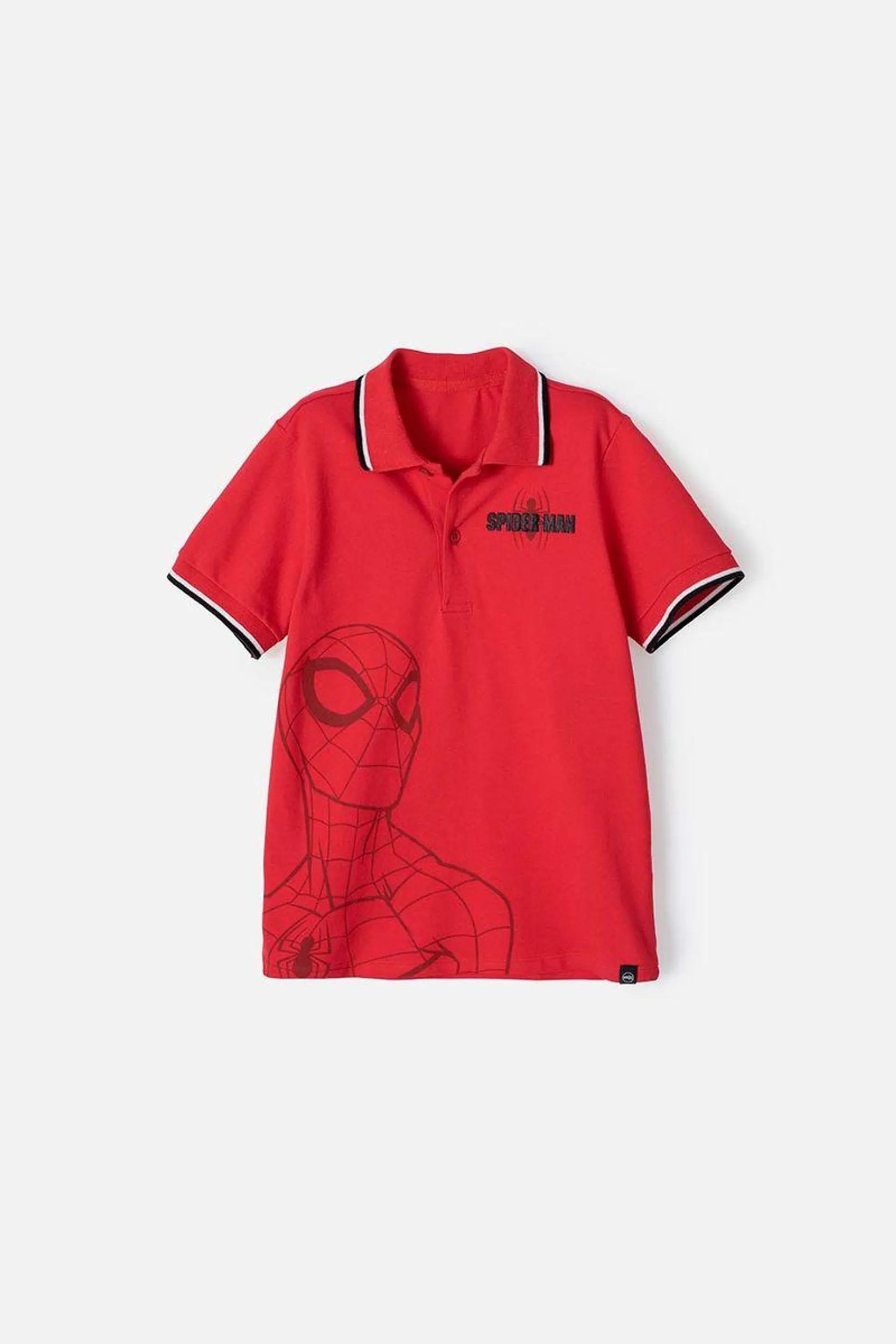 Camiseta tipo polo de Spiderman manga corta roja para niño