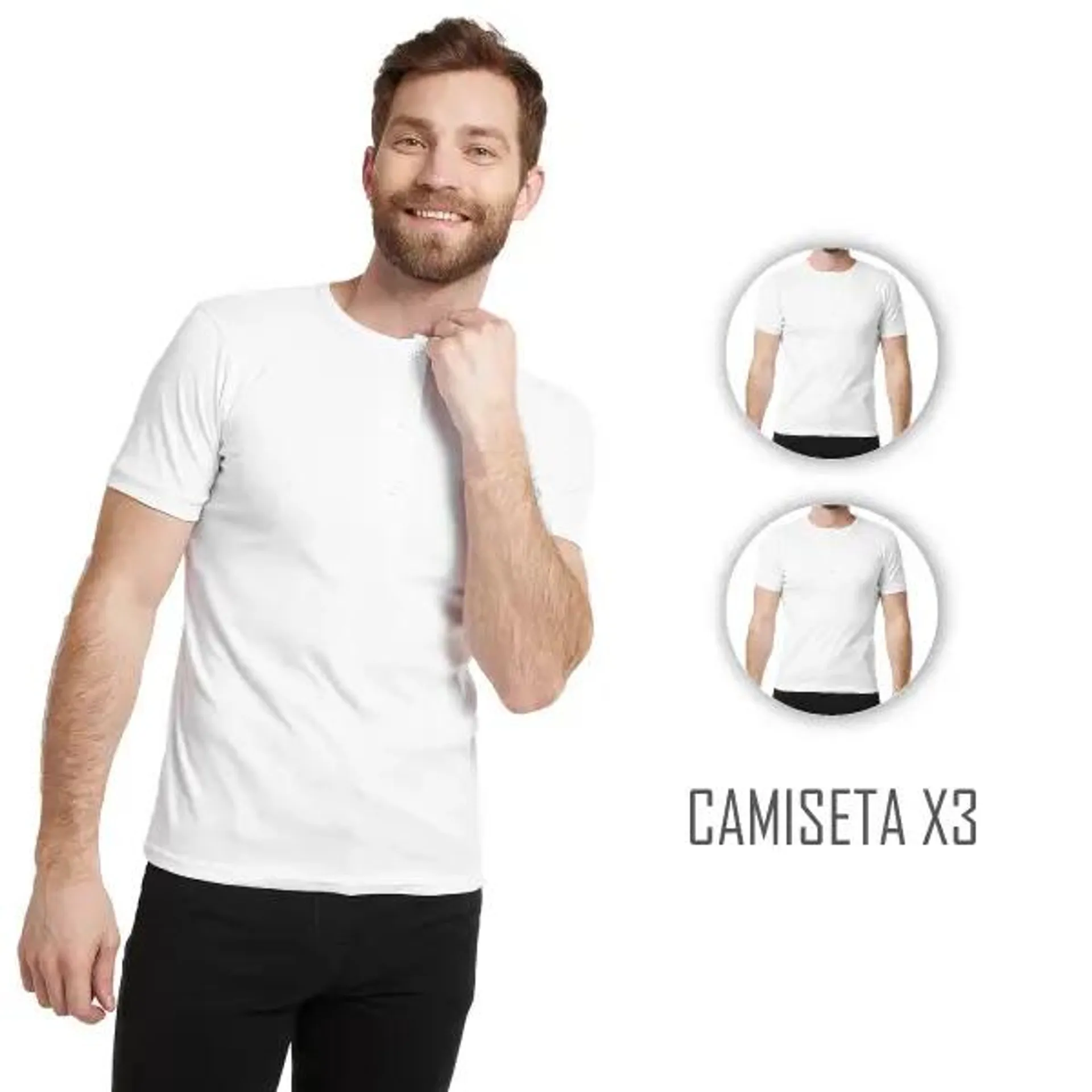 Combo X3 Camiseta Hombre Cuello 3 Botones Manga Corta