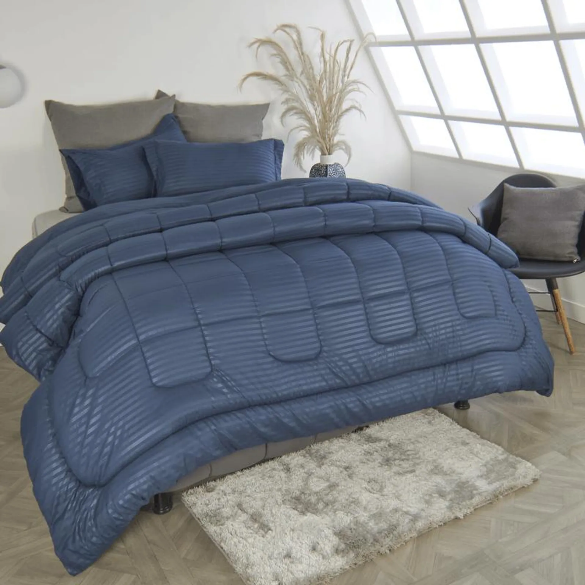 Plumón más fundón de almohada unicolor azul oscuro