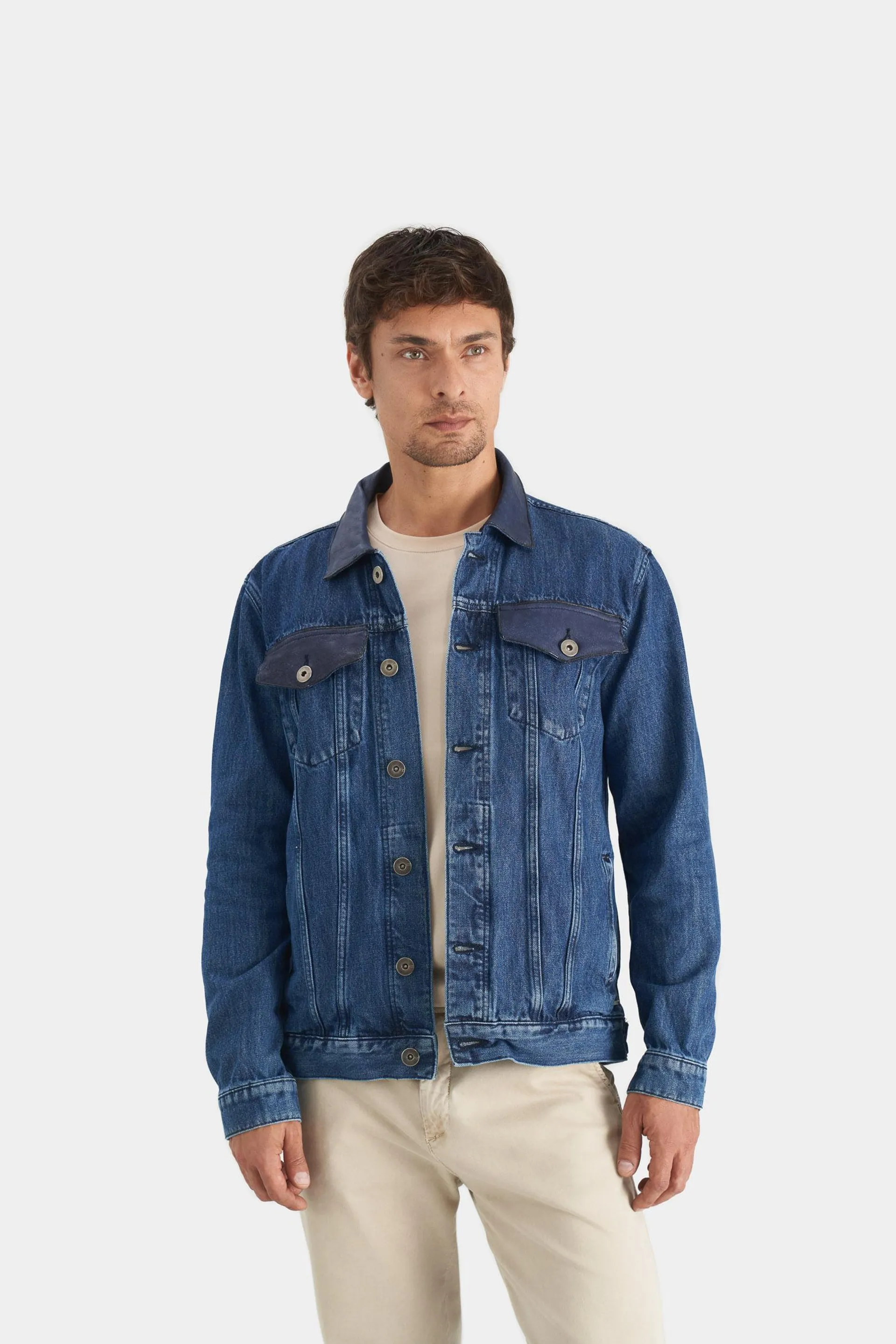 Chaqueta trucker para hombre piezas en cuero