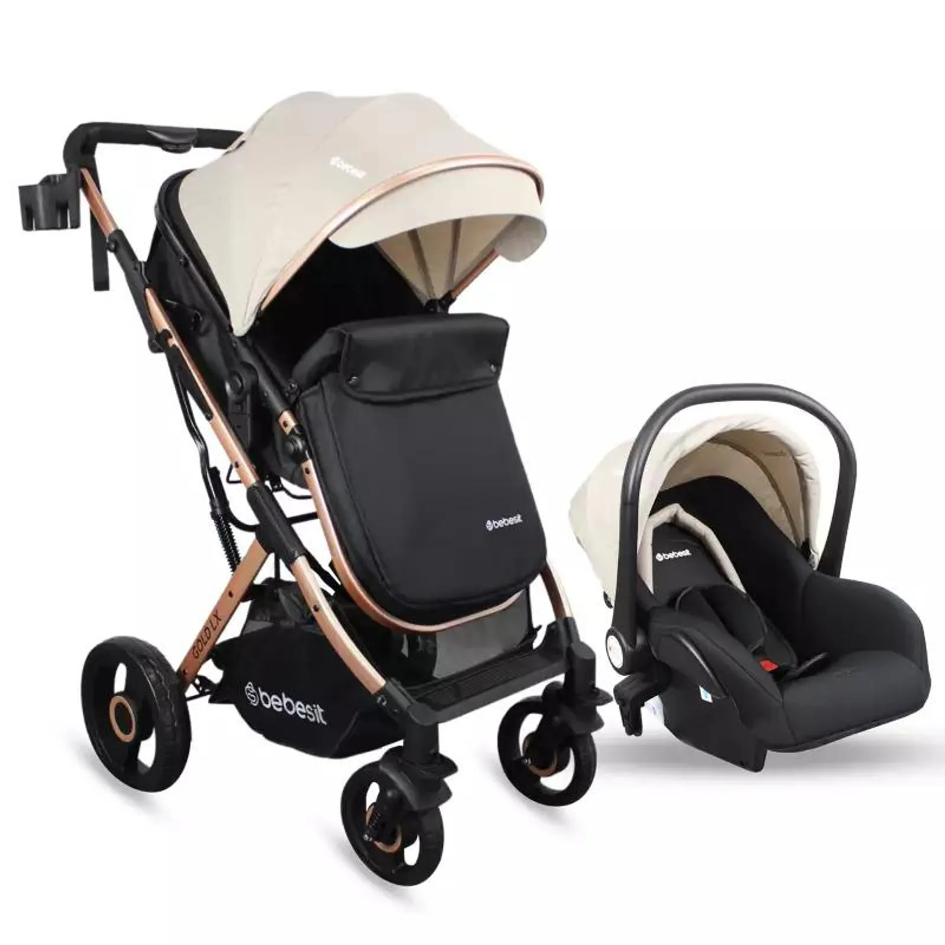 Coche Para Bebe Gold Lx Beige Portabebe Moises Reversible