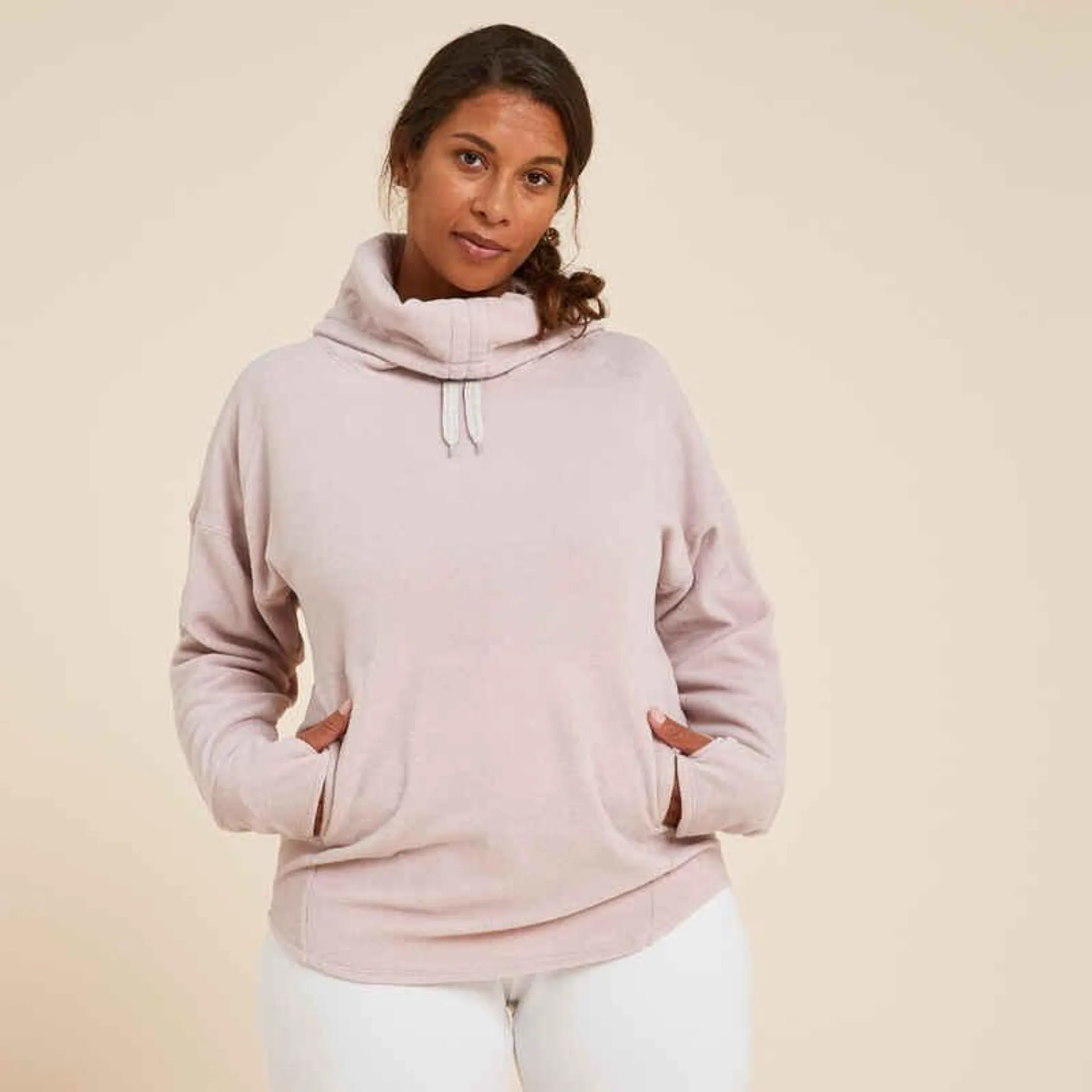 Hoodie de yoga cálido para Mujer Kimjaly rosado pastel