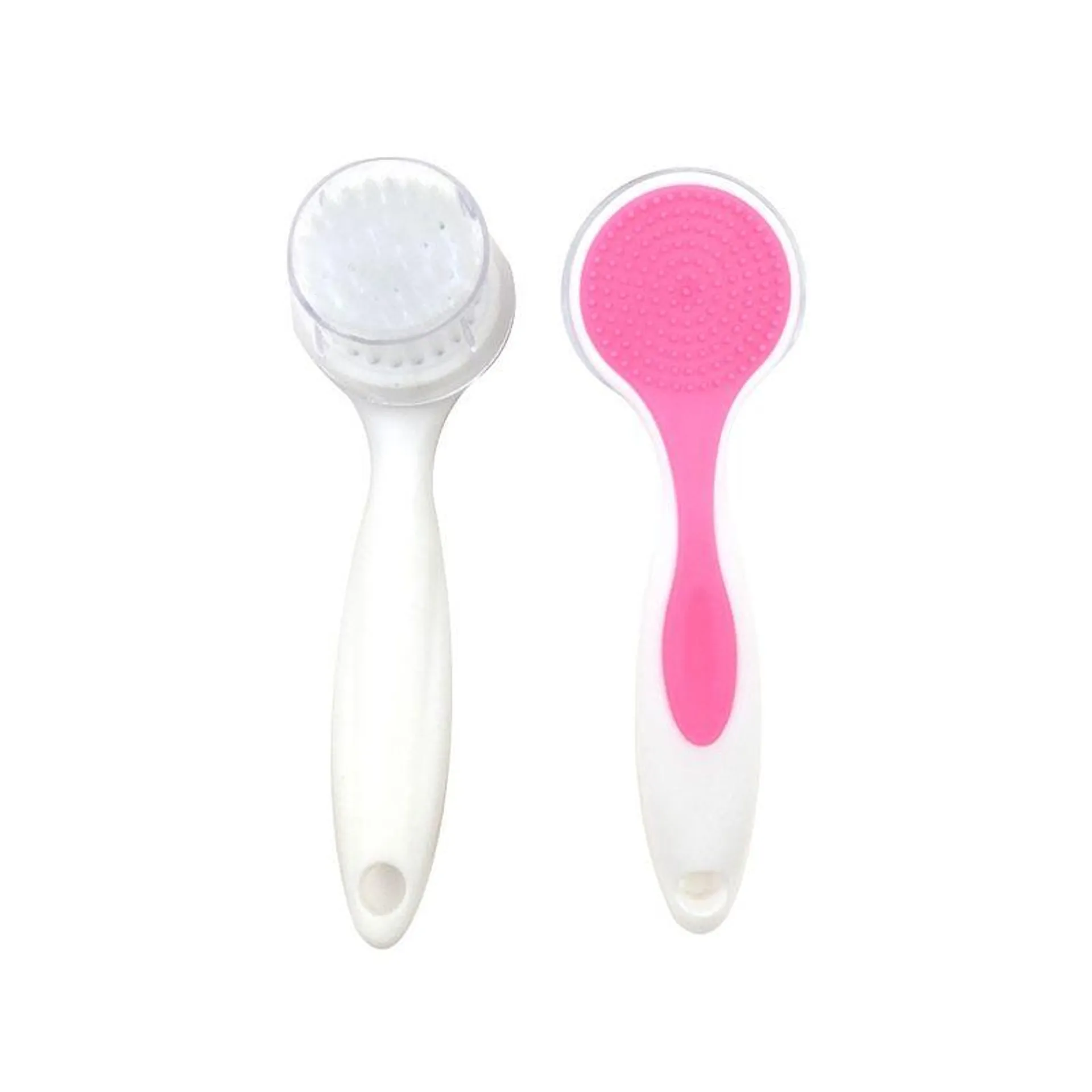 Cepillo de Limpieza Facial Doble Cara Cerdas y Silicon Pink Me Rosado