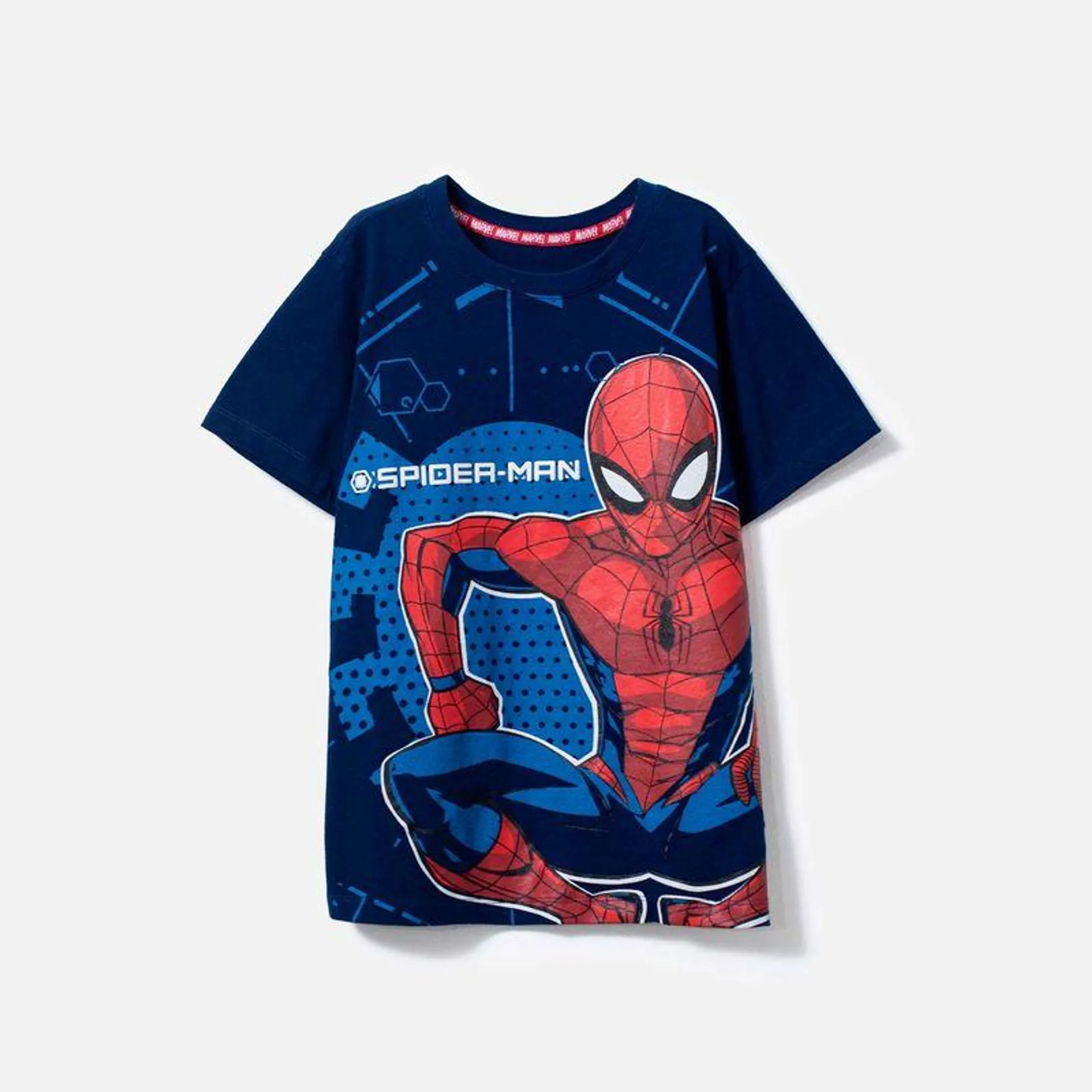 Camiseta de SpiderMan manga corta azul para niño