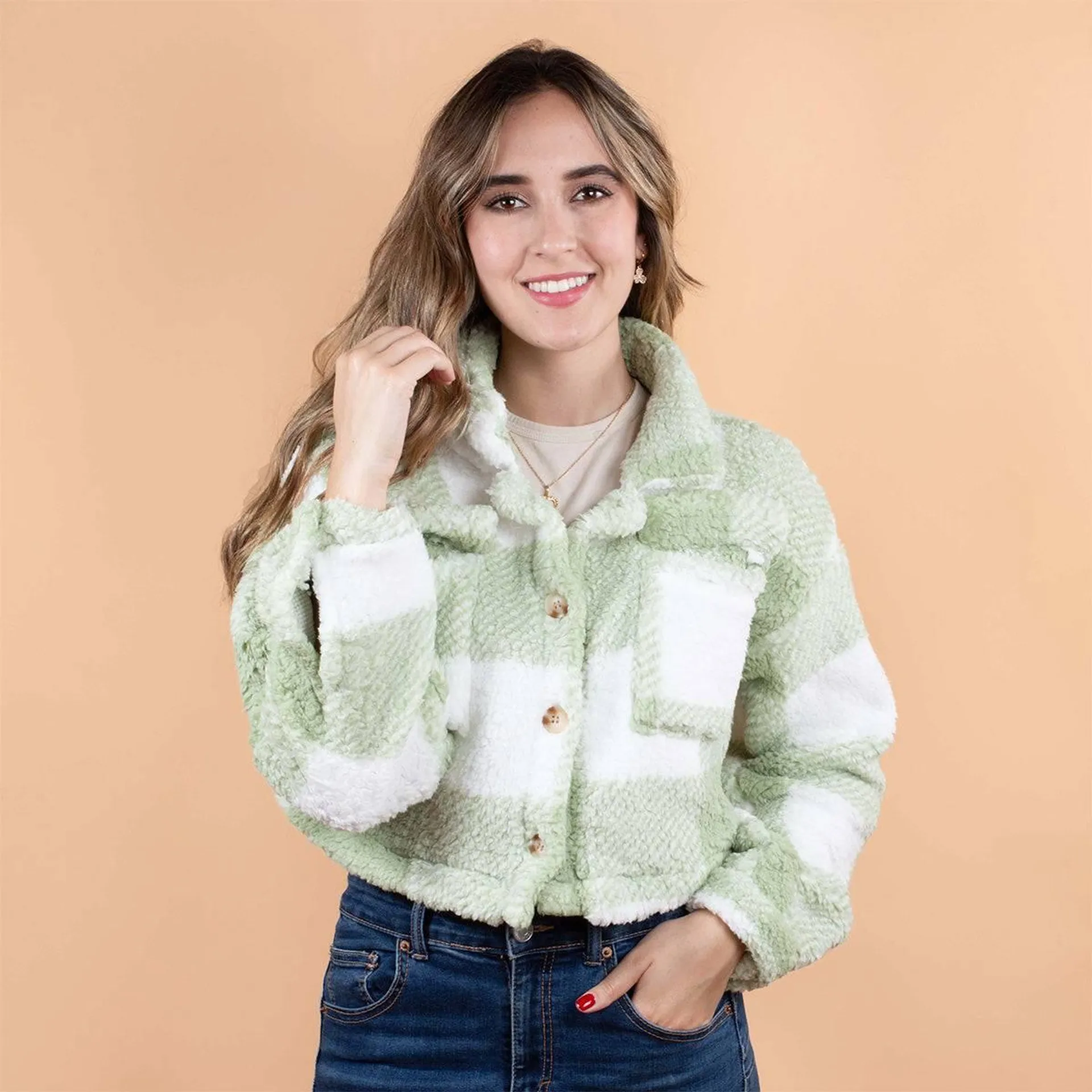 Chaqueta color verde con cuadros