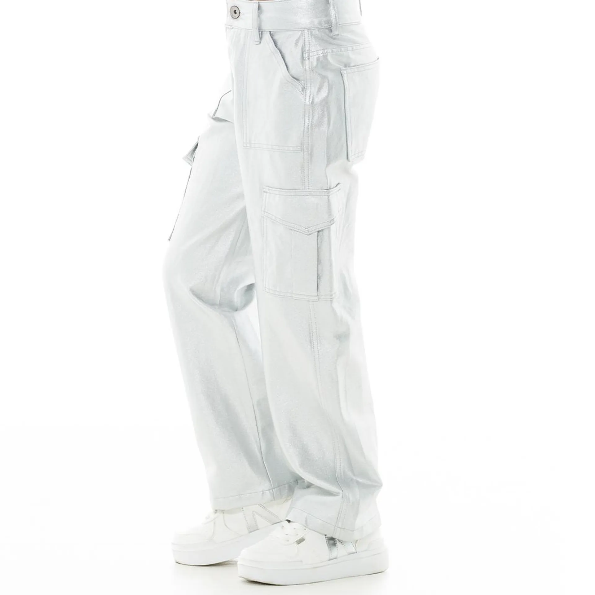 METALLIC CARGO PANTS FOR GIRLS