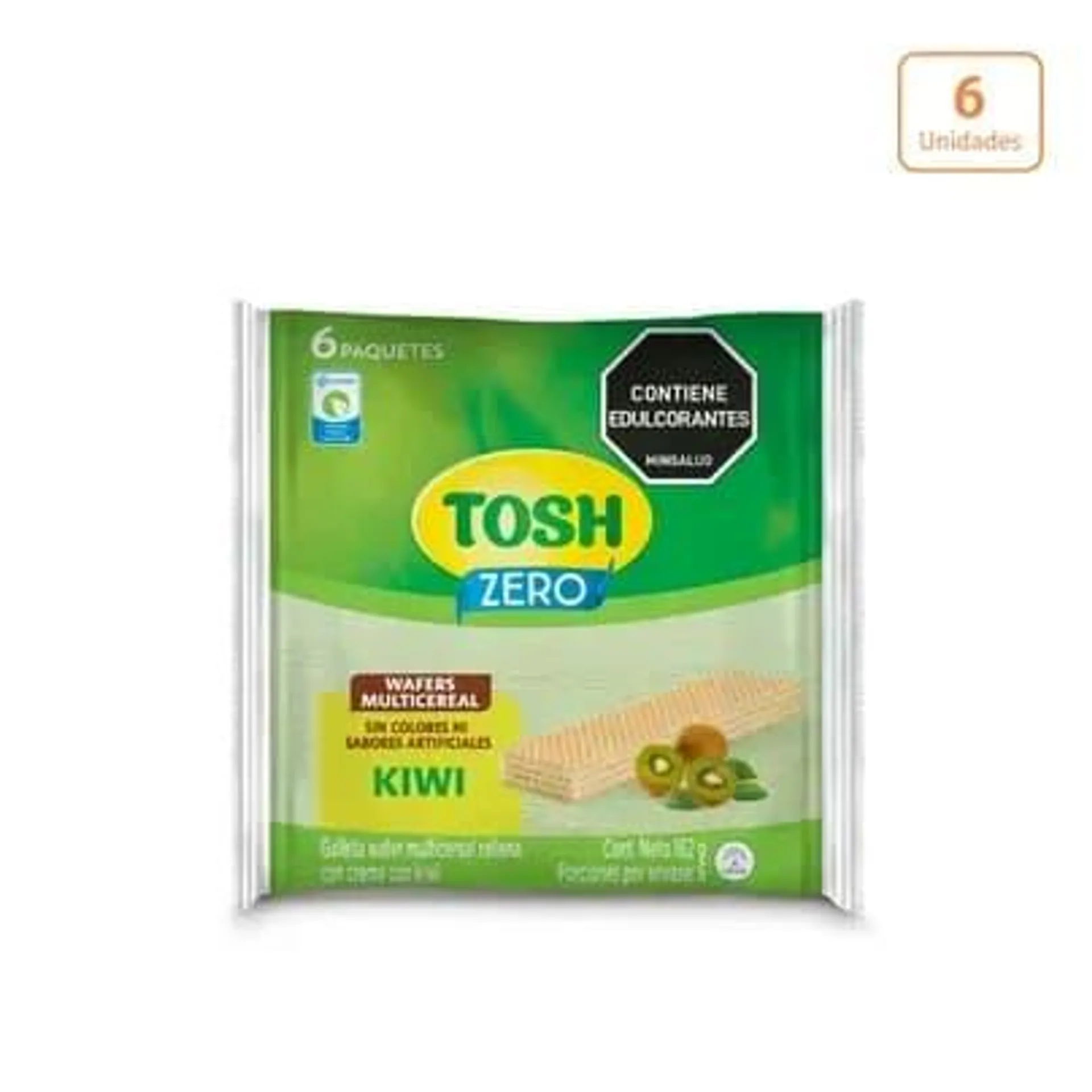 Galletas Tosh Wafer Kiwi sin azúcar x 162g x 6 unds