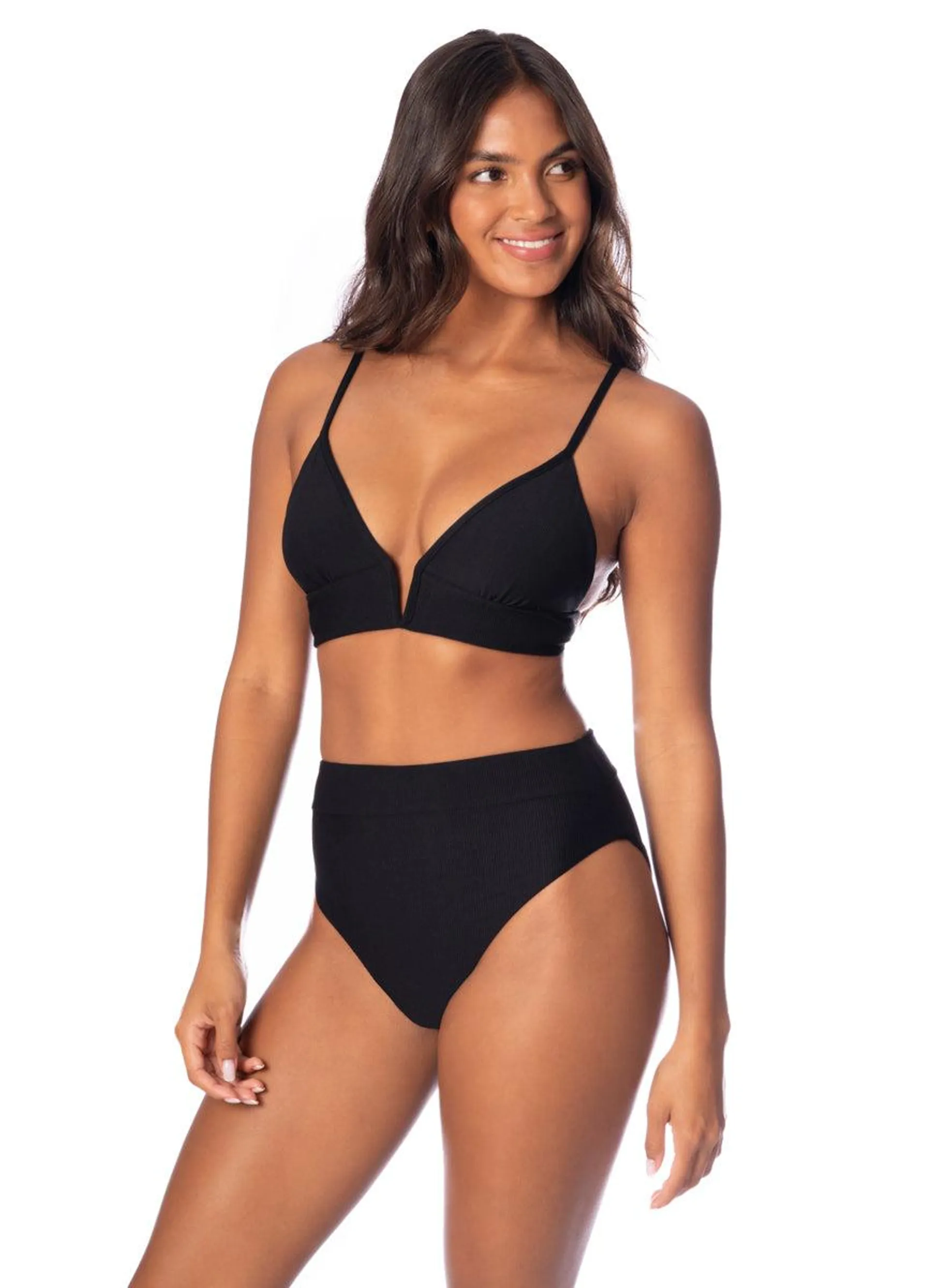 Jade Black Parade Long Line Triangle Bikini Top