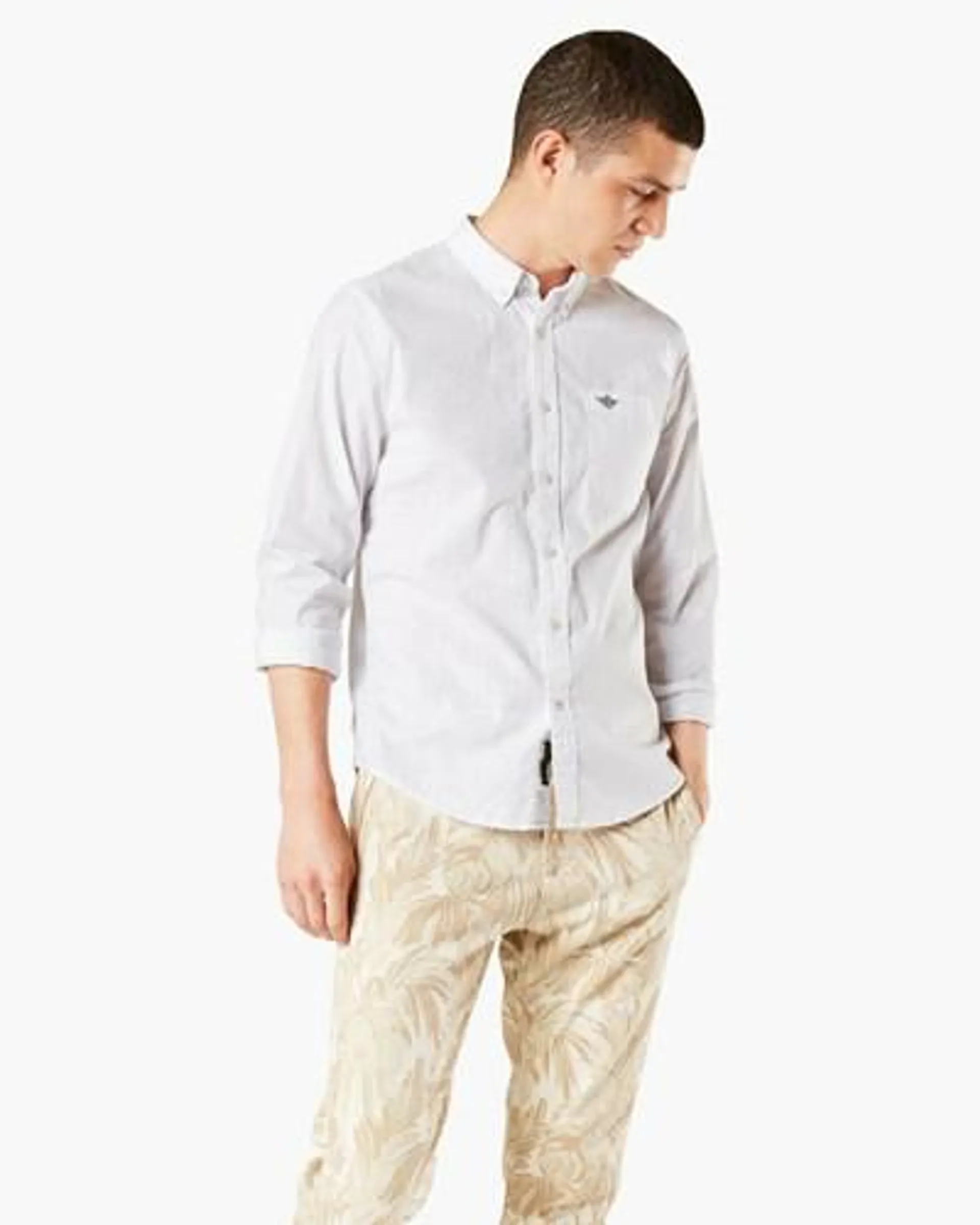 Camisas Dockers Alpha Icon Button-Down Shirt,Slim Fit Hombre Blancas | MHQVL3196