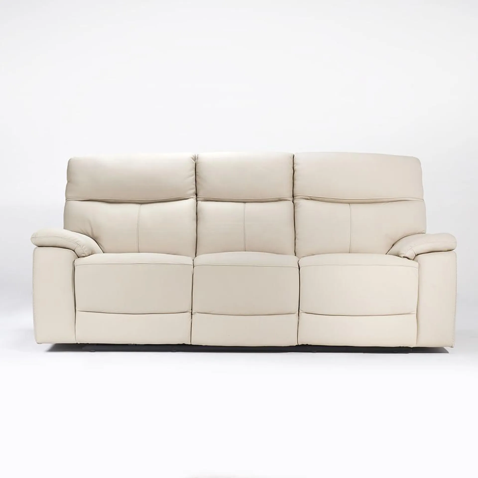 Sofá Percy 3 Puestos Reclinable Electrico Cuero+Pvc Beige