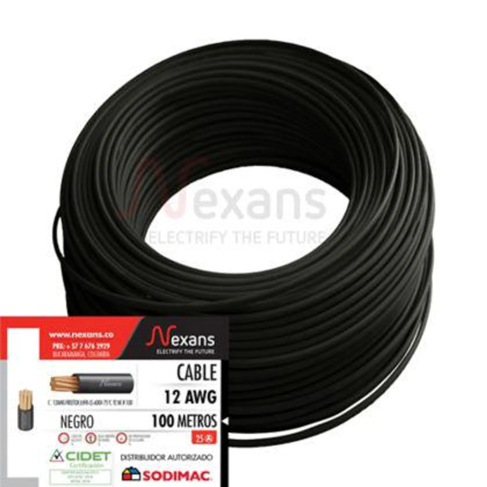 Cable De Cobre Libre De Halogeno #12 Negro 100M