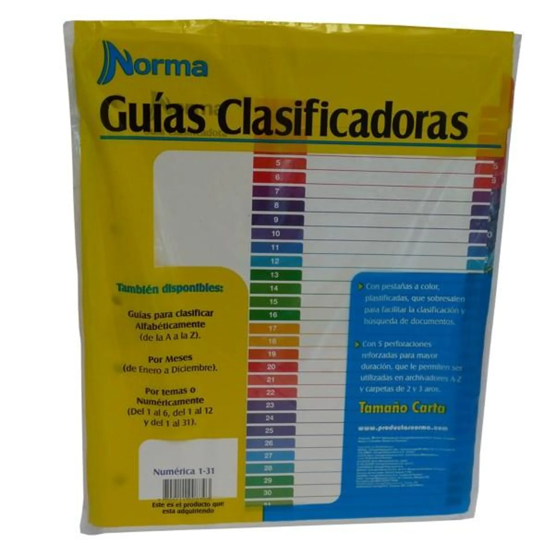 Separador Norma Guías Clasificados 105 Númerica 1-31 Tamaño Carta