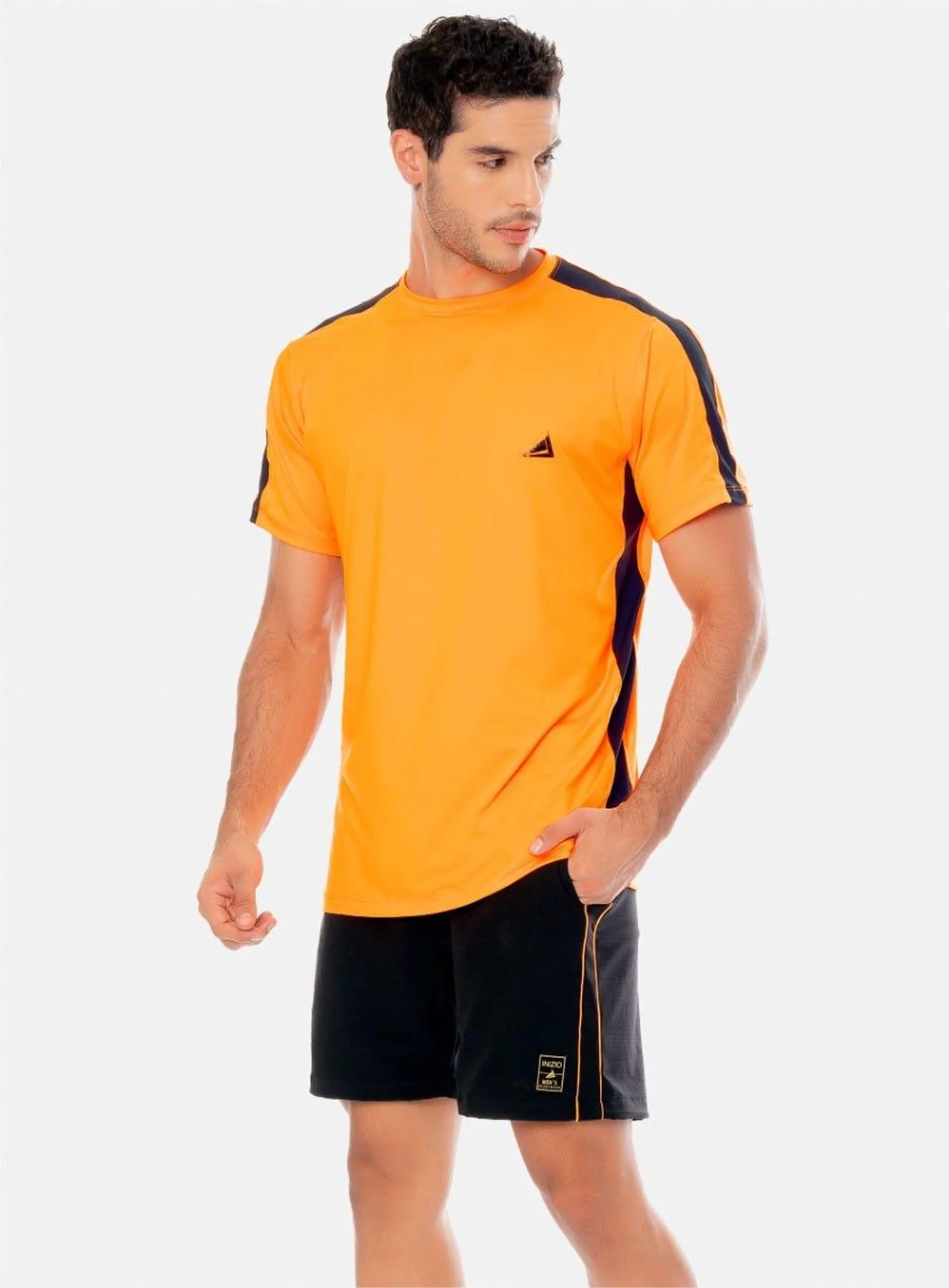 CAMISETA DEPORTIVA HOMBRE CON CORTES EN HOMBRO Y COSTADO TALLA S - M - L - XL