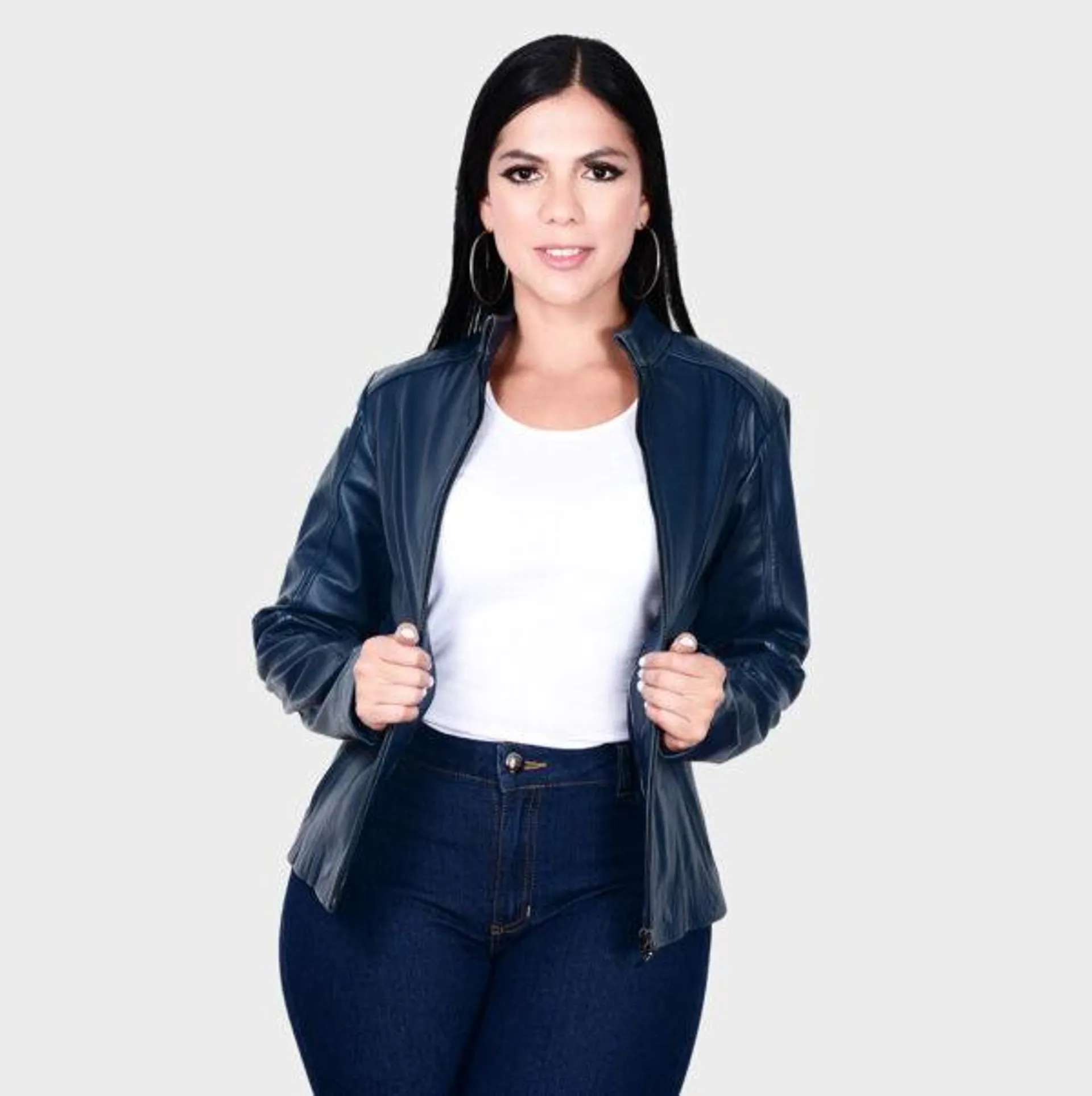 Chaqueta Cuero Azul