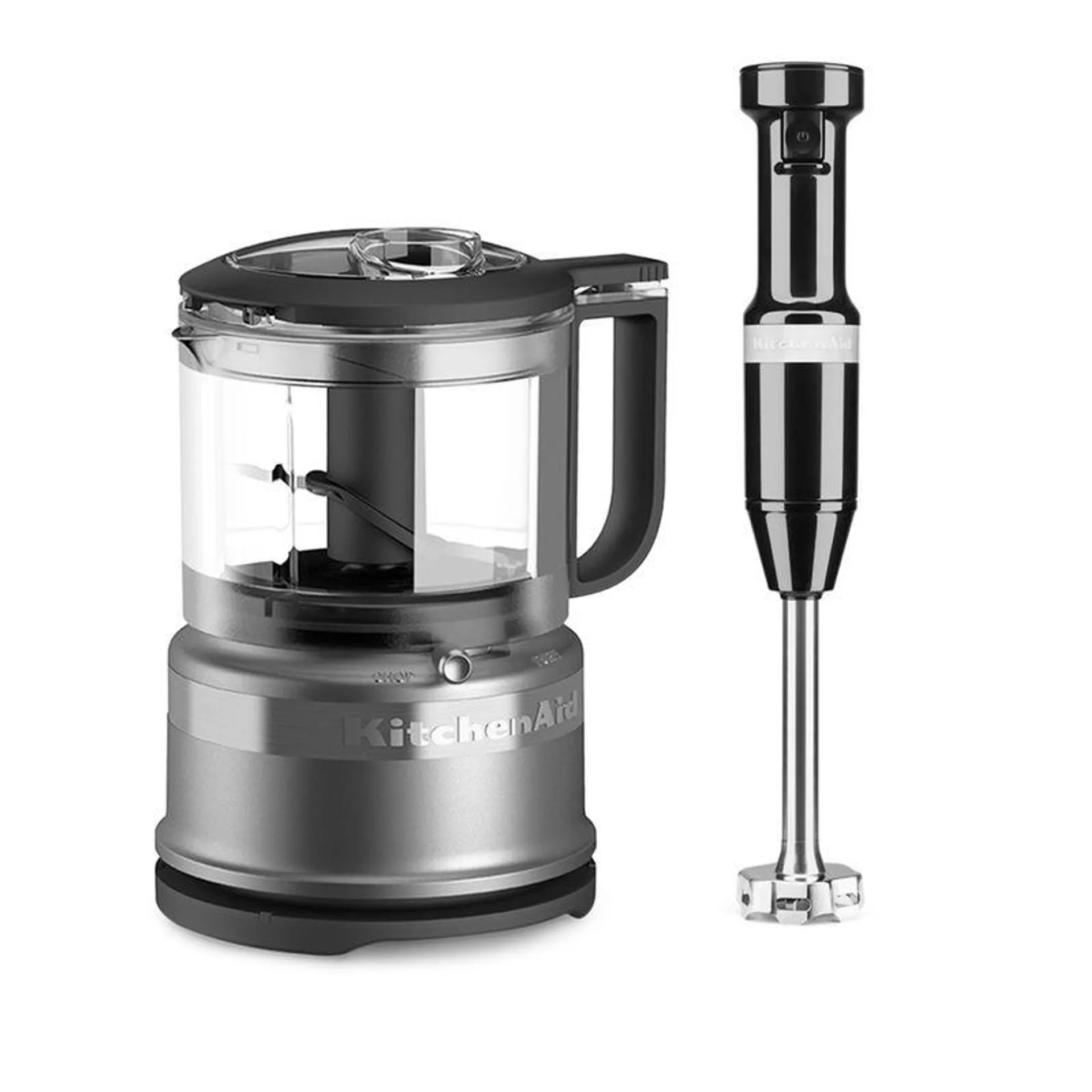 Combo Procesador KitchenAid de 3.5 Tazas Plata y Licuadora KitchenAid de inmersión Velocidad Variable