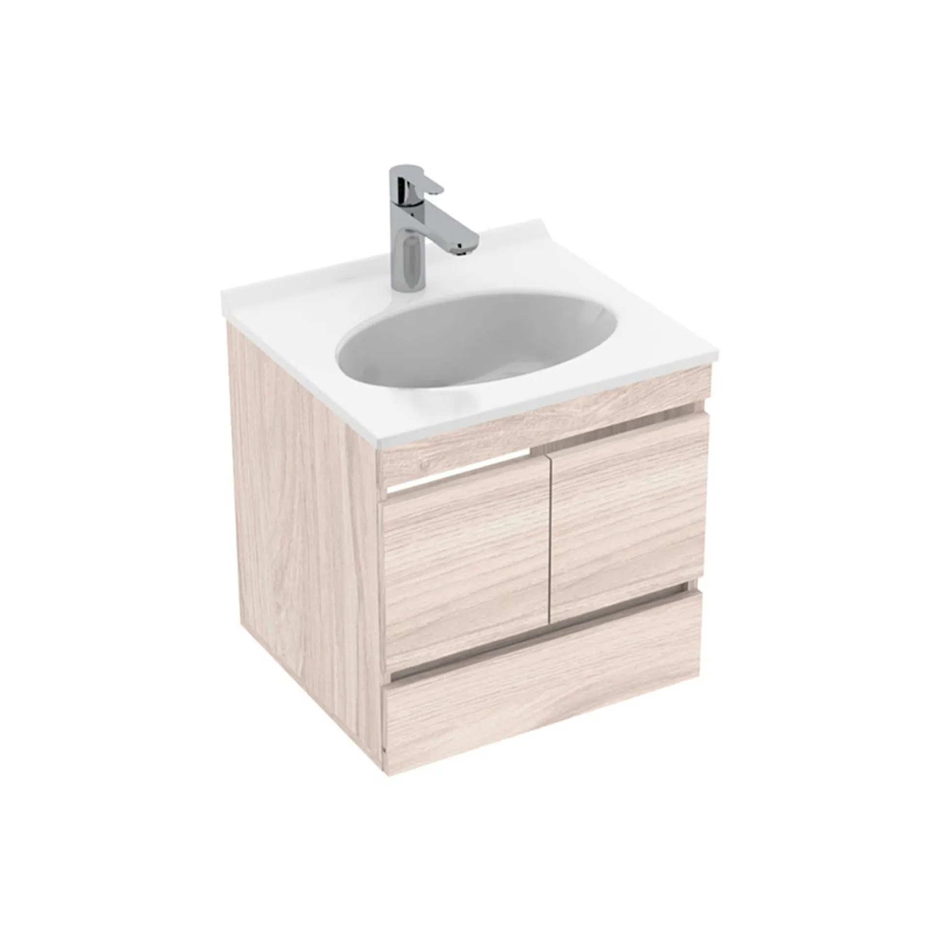 Kit Lavamanos Blanco Quadratto + Mueble Macao Life Natural 48cm x 43cm Natural