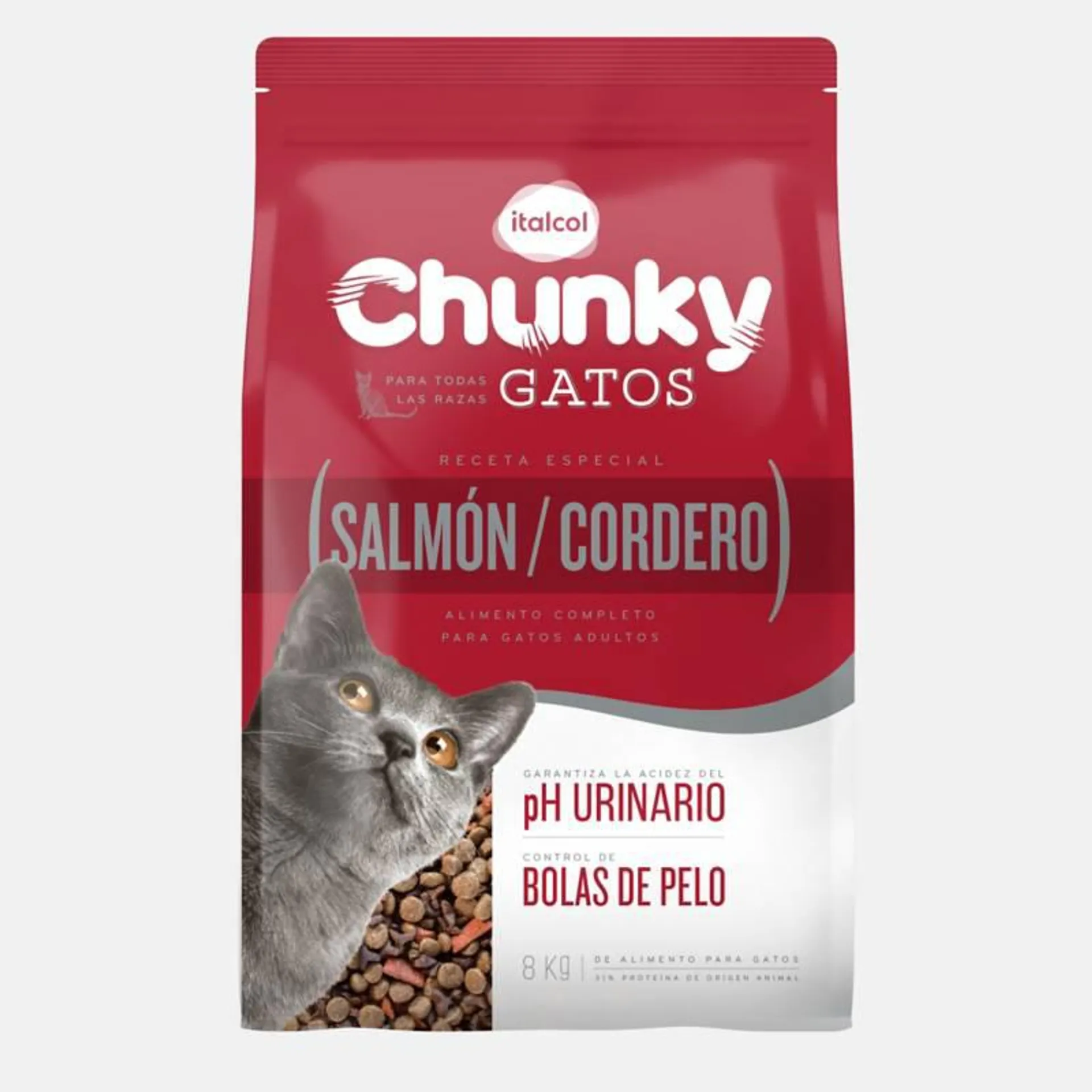 Alimento Seco Para Gatos Salmón y Cordero Chunky 8 Kg