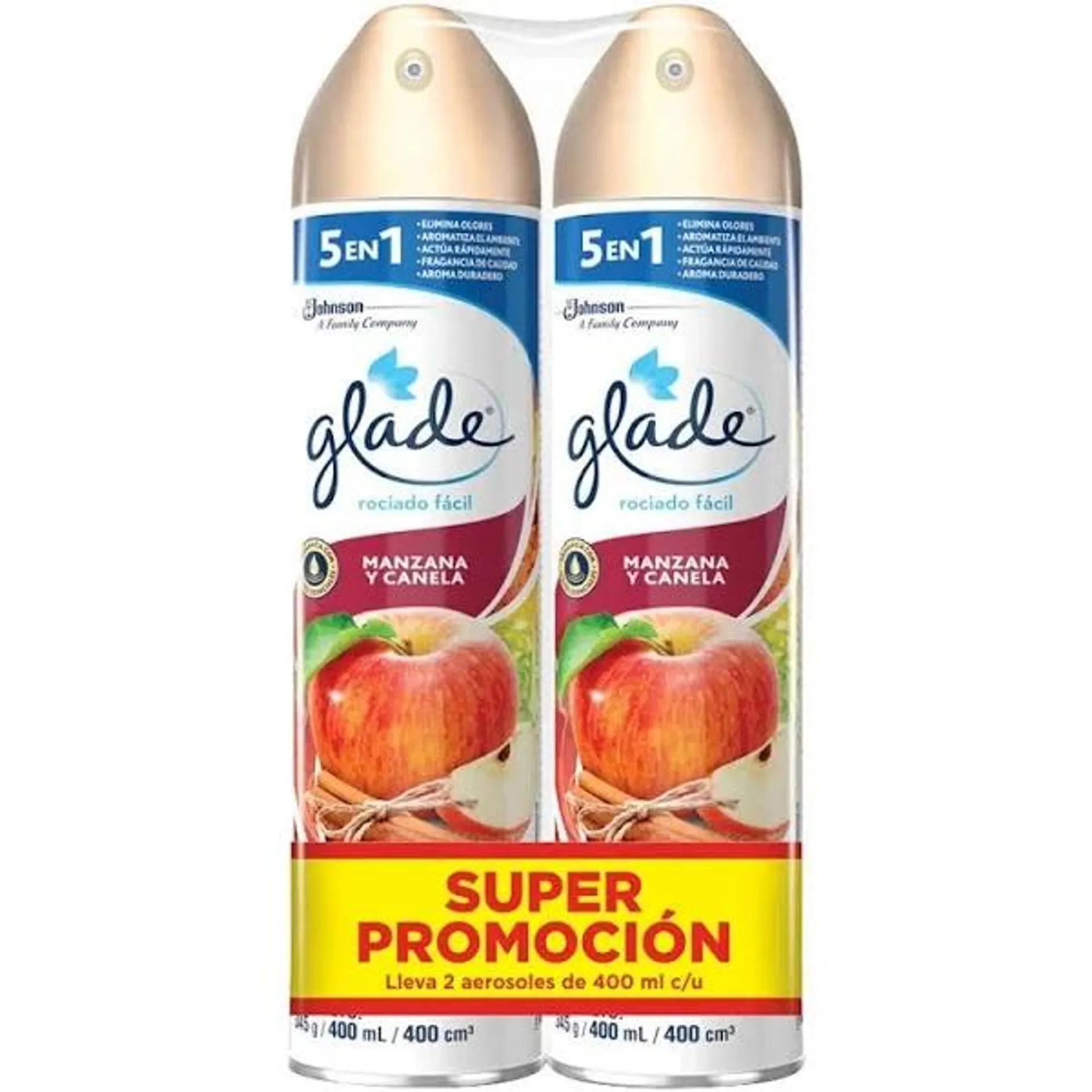 Ambientador Glade Manzana Canela Aerosol x 2Und x 400 ml c-u