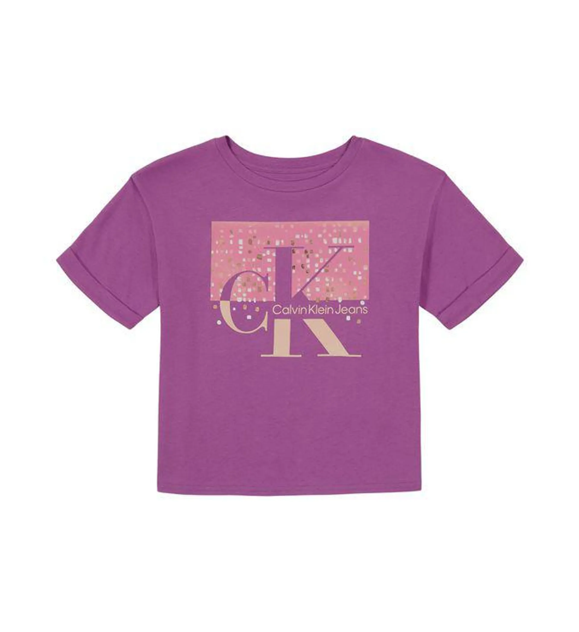 Camiseta Con Cuello Redondo Morado Para Niña