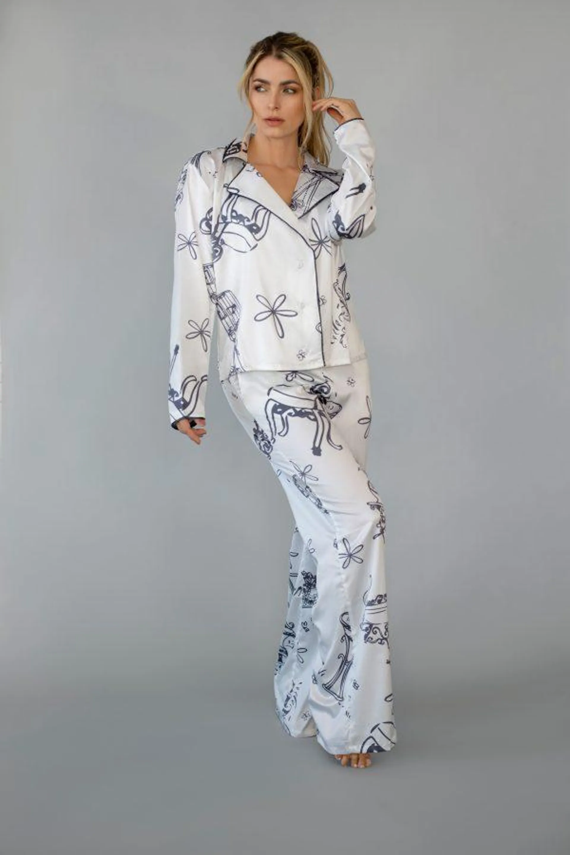 Pijama Estampado Gris