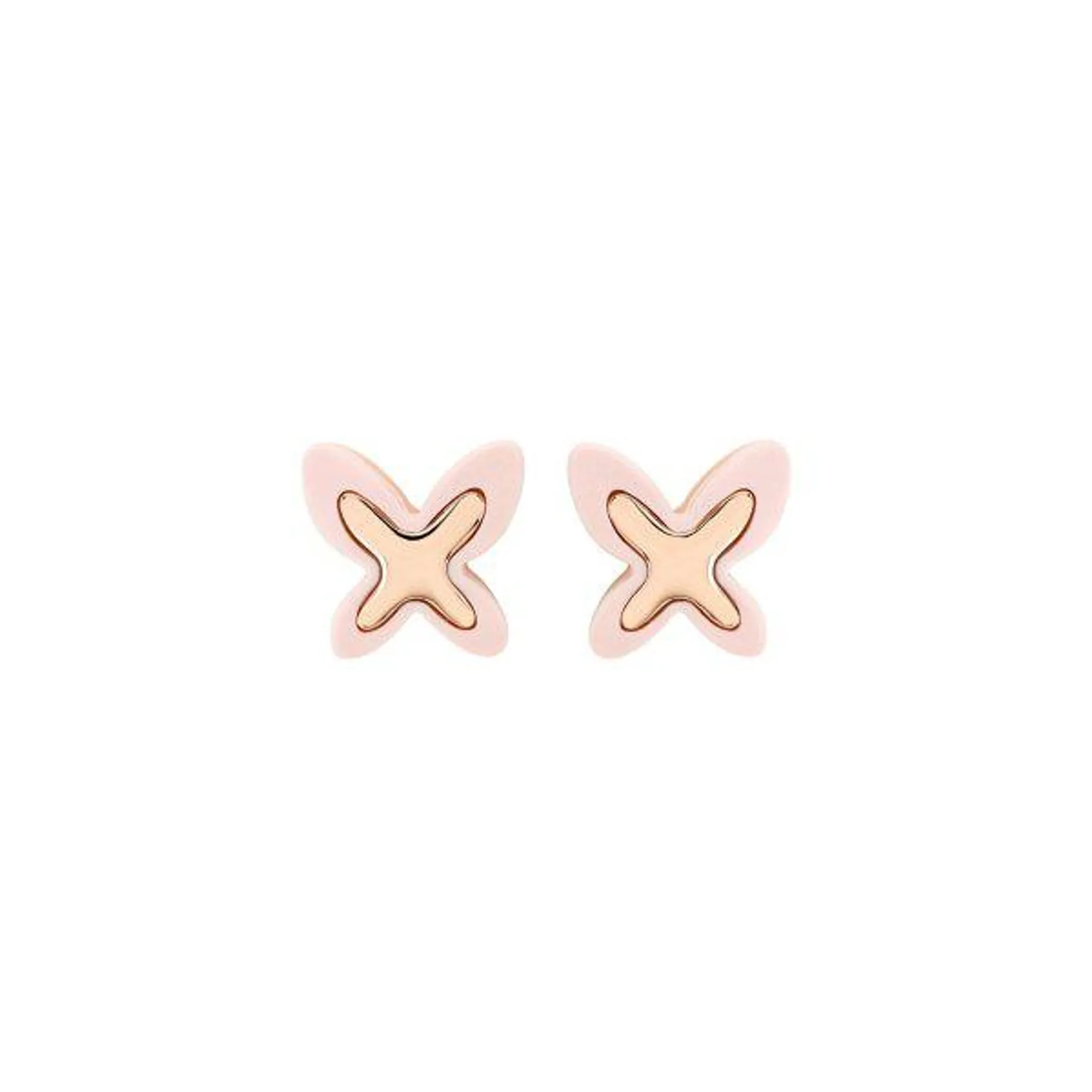 Aretes topos MiMi Freevola oro rosa 18K y coral rosa