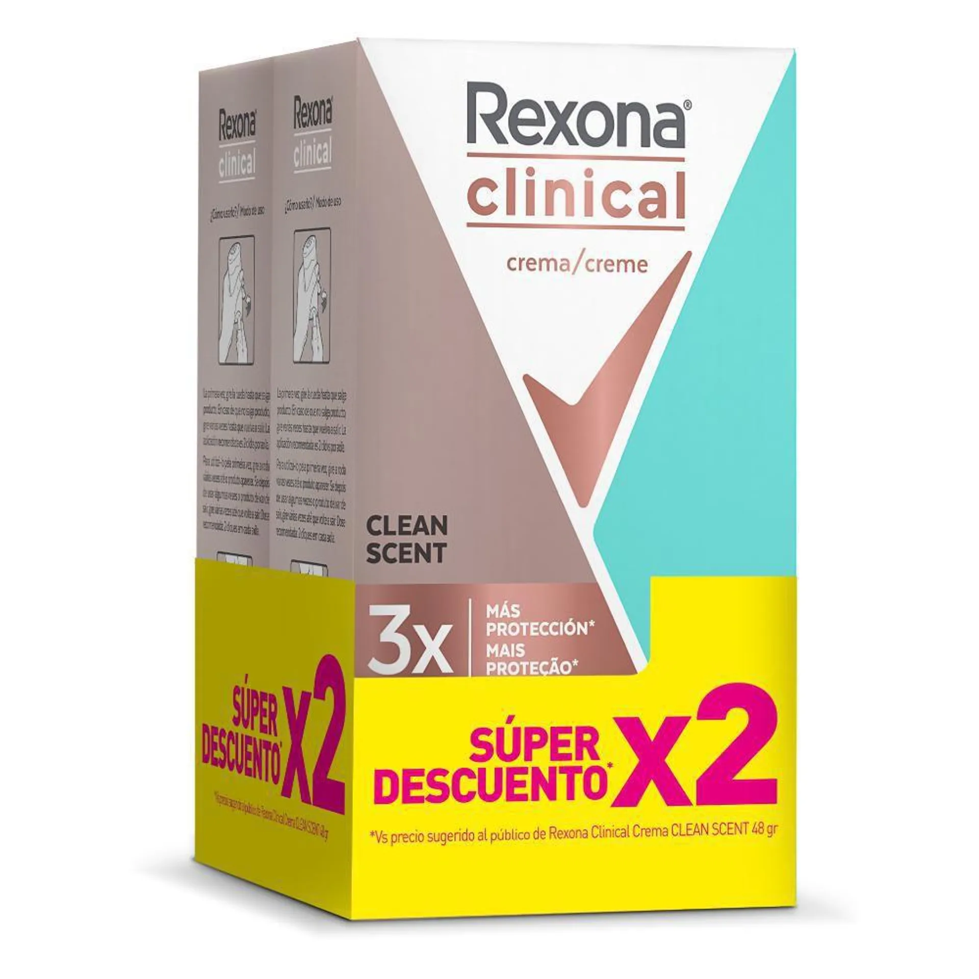 Desodorante REXONA Clinical Clean Scent Crema x2und (96 gr)